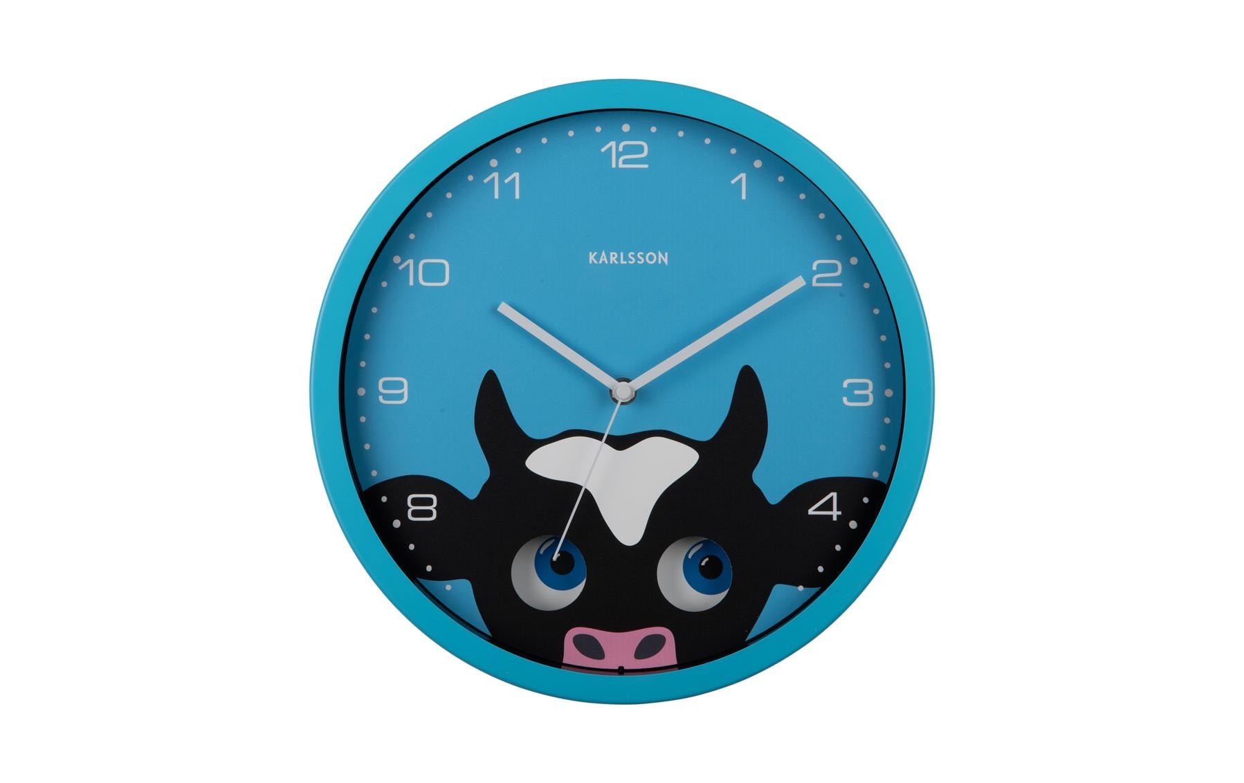 Karlsson Wanduhr Kuh, Blau, Metall