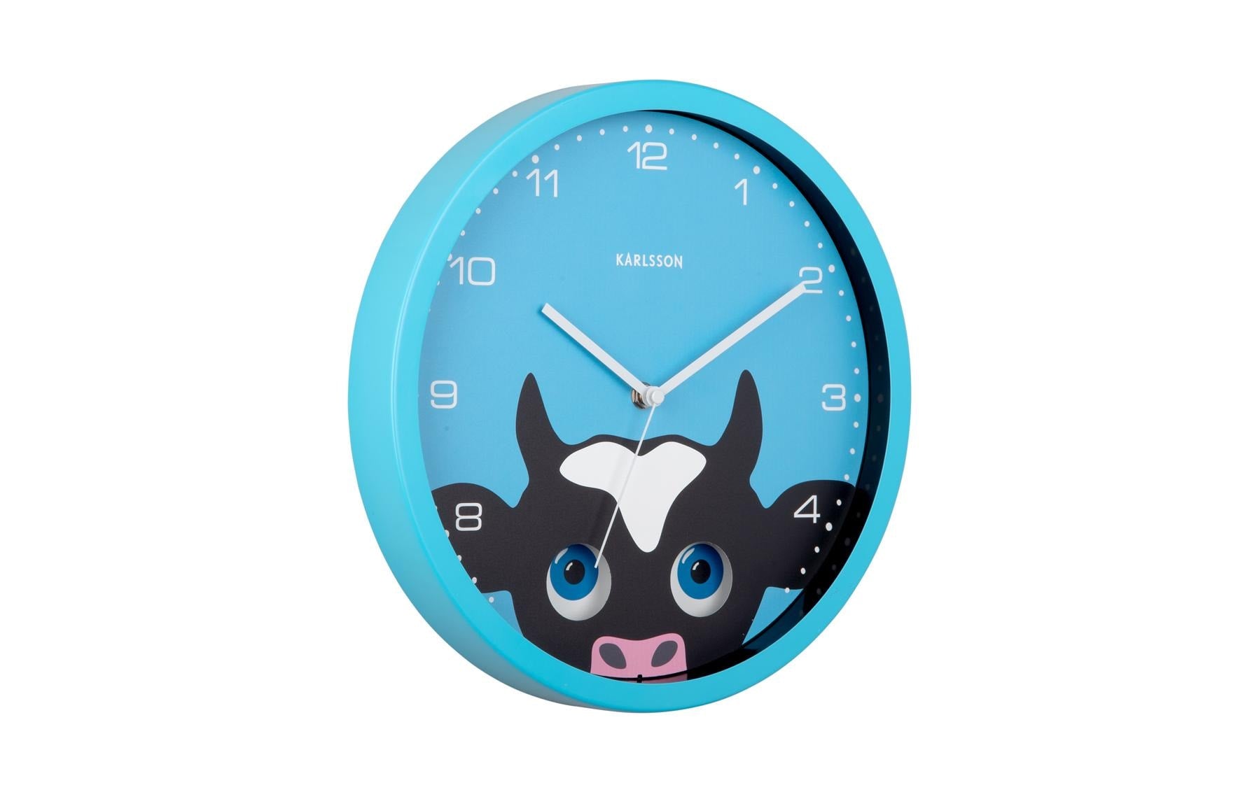 Karlsson Wanduhr Kuh, Blau, Metall