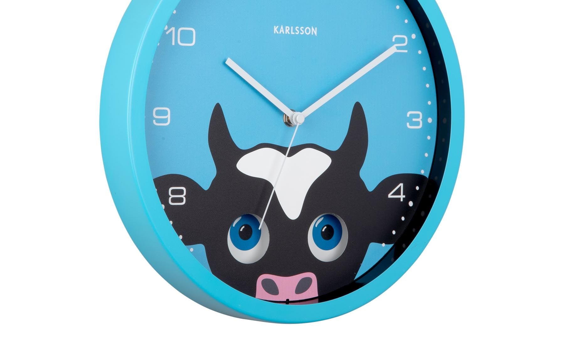 Karlsson Wanduhr Kuh, Blau, Metall