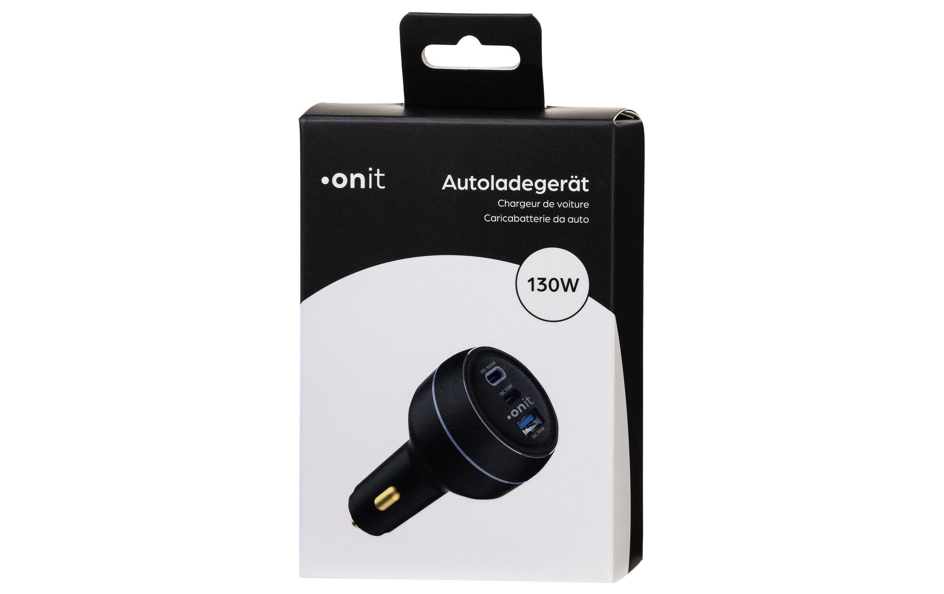 ONIT F02660 Auto-Ladegerät 130 W – USB-C×2, USB-A×1 – PD 3.0, QC 3.0, PPS – für 12–24 V Auto/LKW – Schwarz