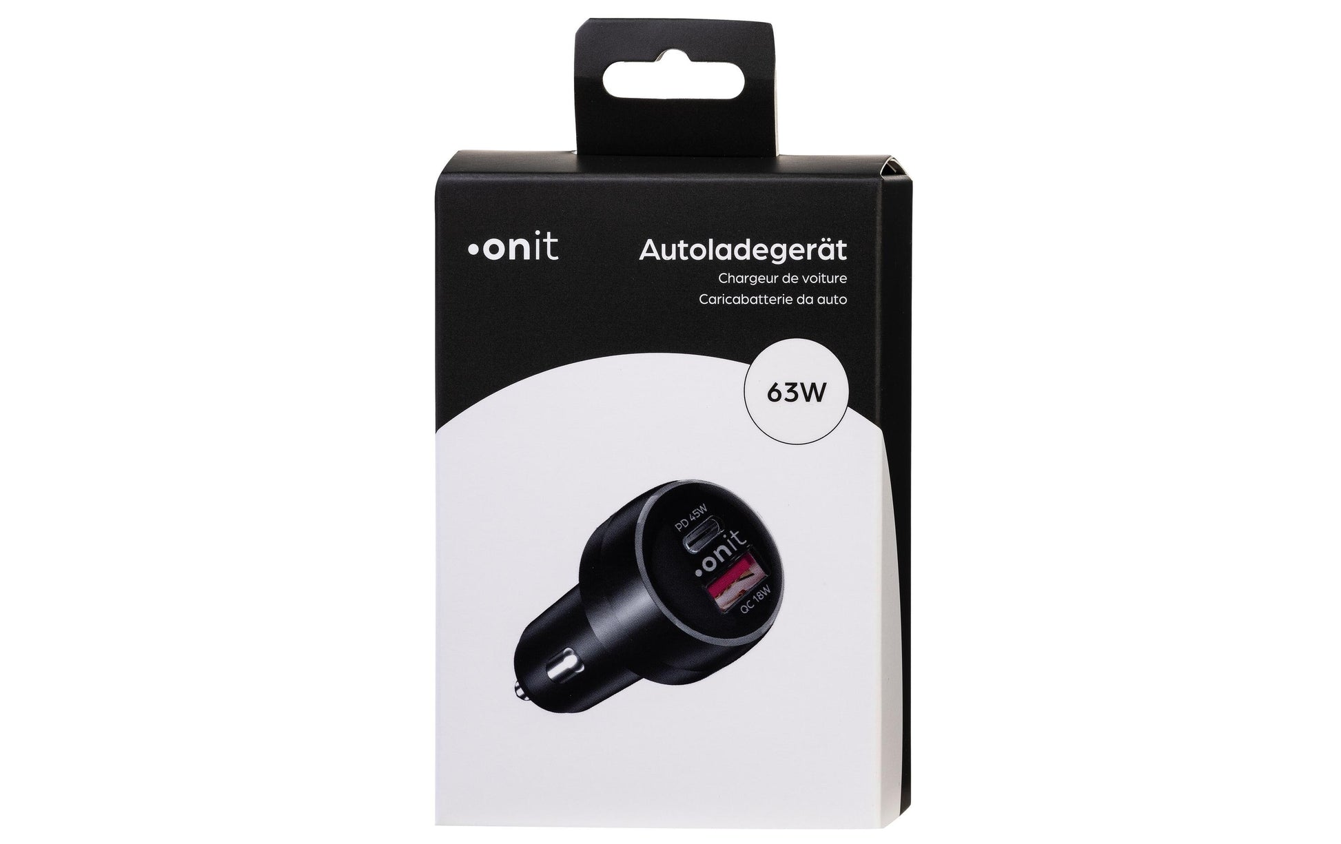 ONIT F02659 Auto-Ladegerät 63 W – USB-C×1, USB-A×1 – PD 3.0, QC 3.0 – für 12–24 V Auto/LKW