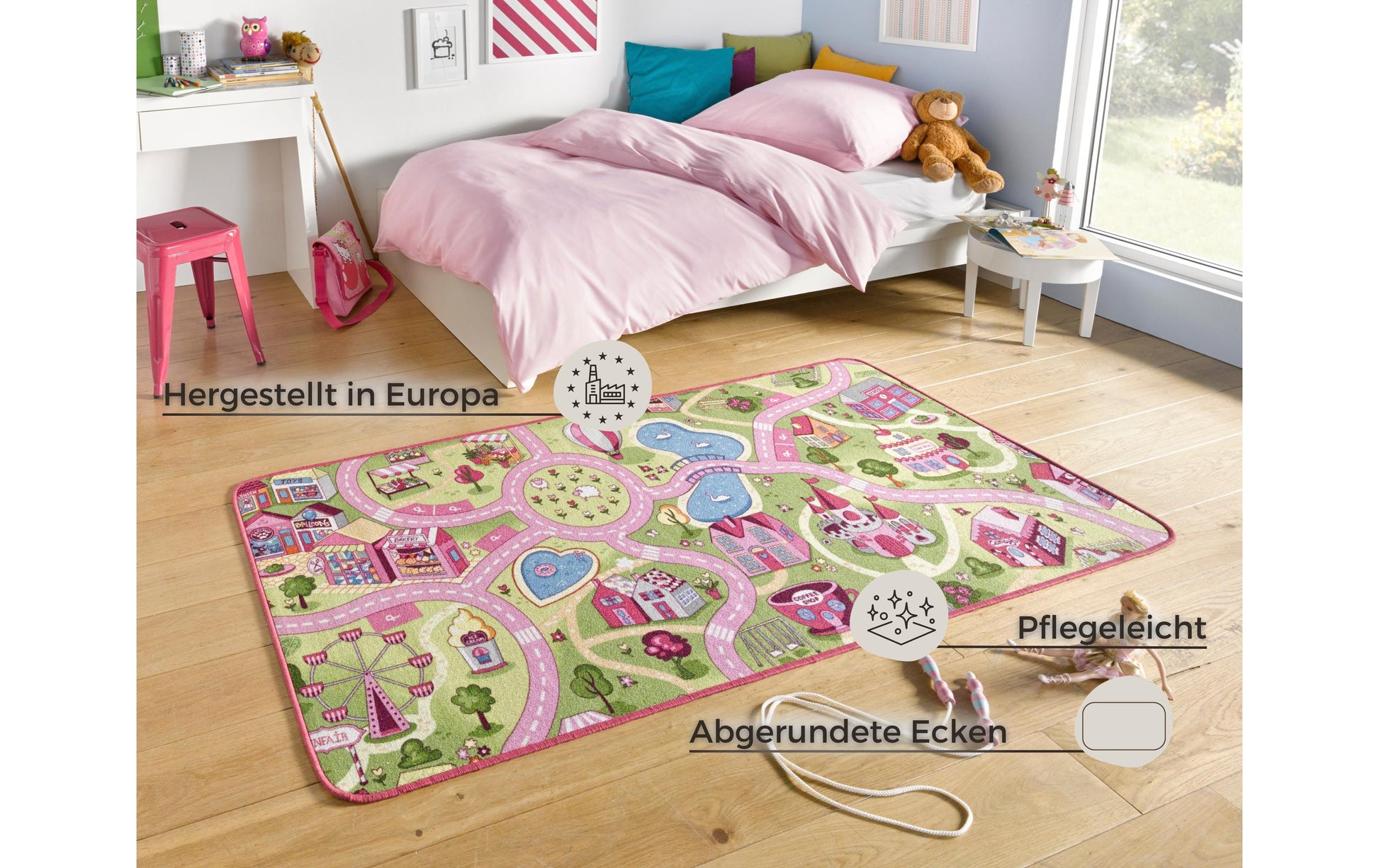 Hanse Home Kinderteppich Sweettown – 140 × 200 cm, Pink, Polypropylen