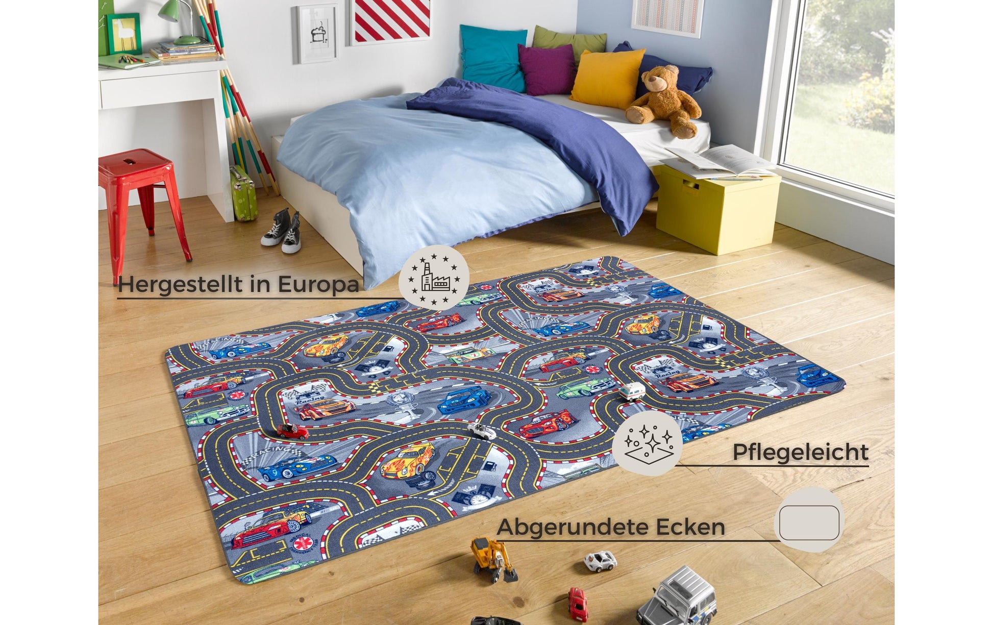 Hanse Home Kinderteppich Race Track – 240 × 160 cm, Grau, Polypropylen