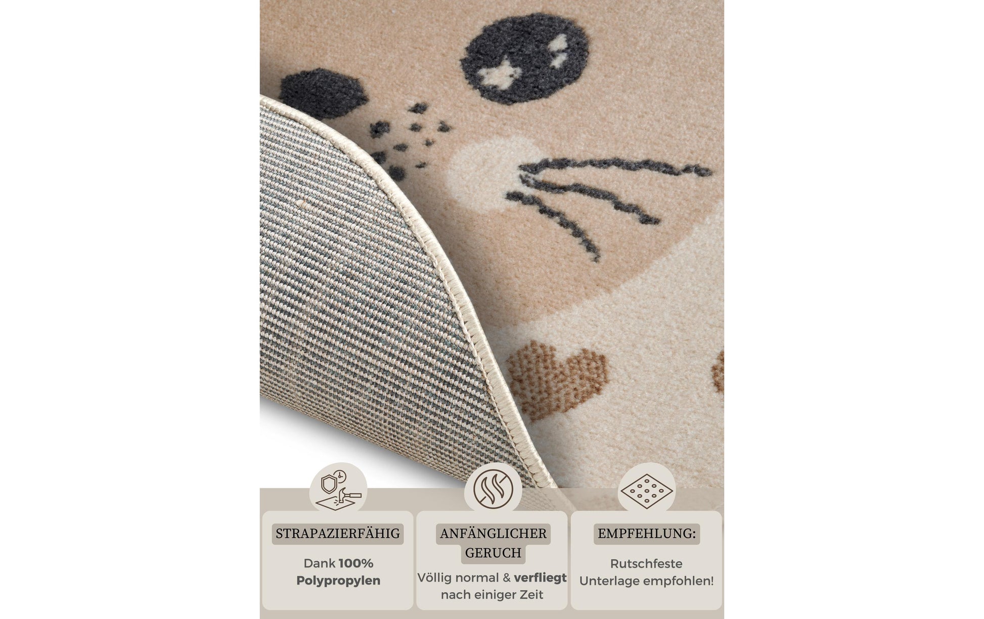 Hanse Home Teppich – rund, Ø 140 cm – Polypropylen, beige
