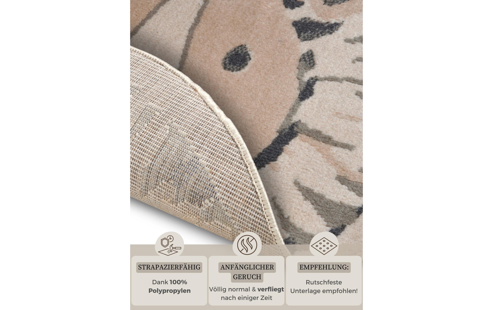 Hanse Home Teppich – Ø 140 cm – Polypropylen, grau