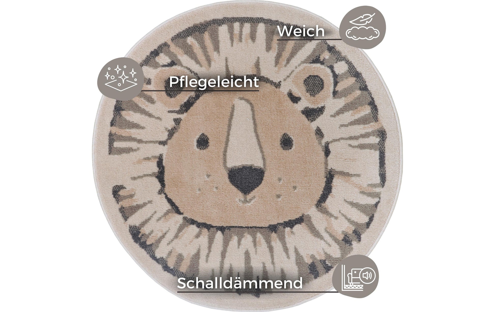 Hanse Home Teppich – Ø 140 cm – Polypropylen, grau