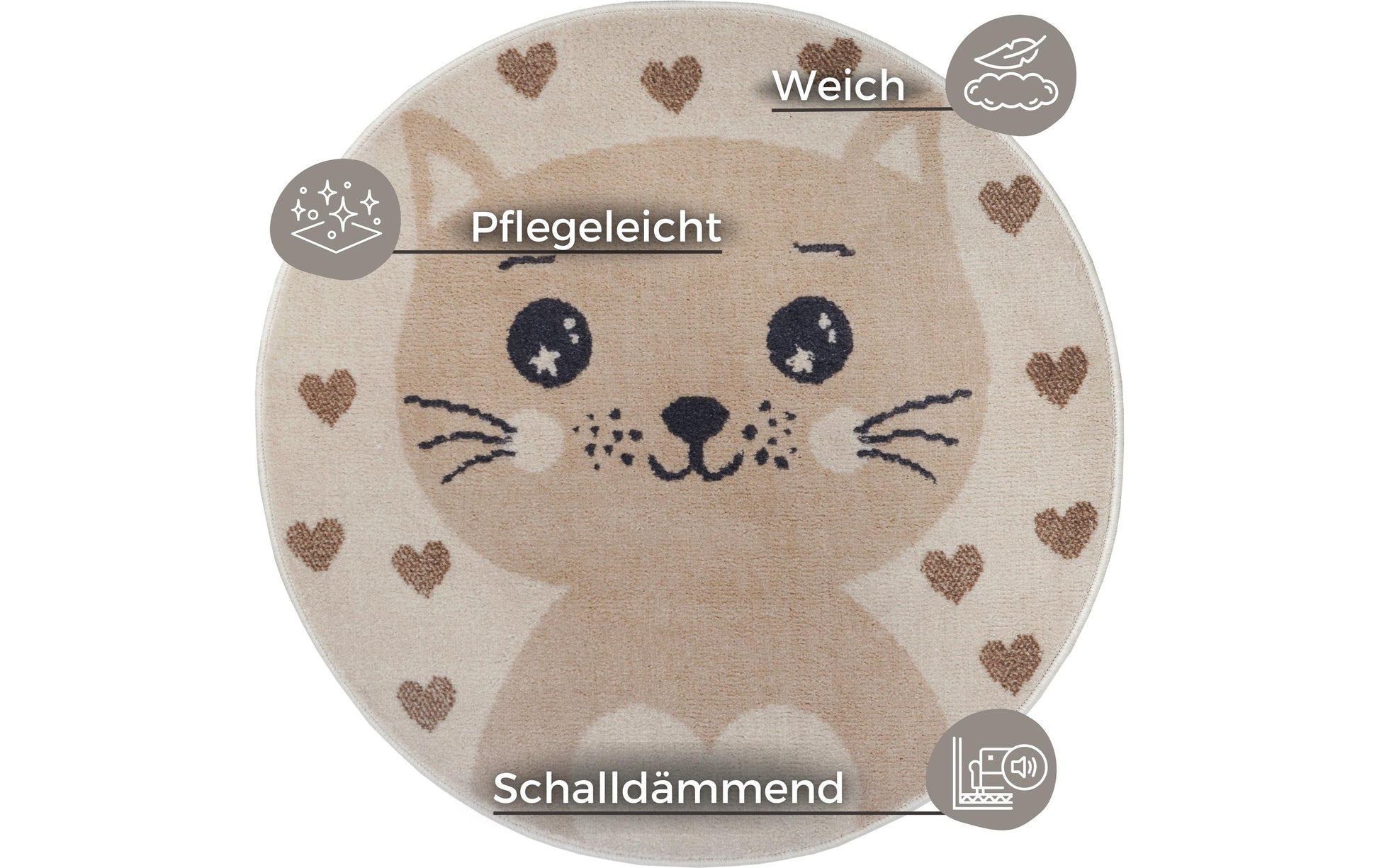Hanse Home Teppich – rund, Ø 140 cm – Polypropylen, beige