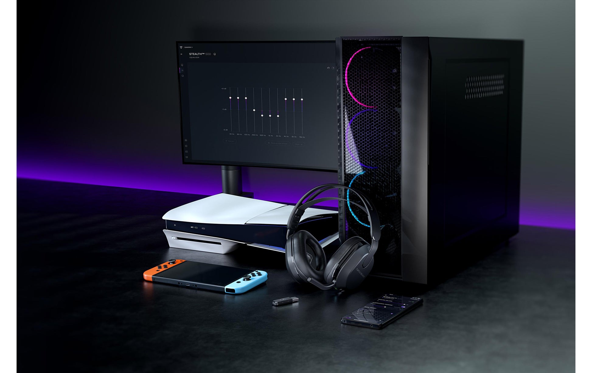 Turtle Beach Stealth 500 – Gaming-Headset – 2,4 GHz + Bluetooth 5.2, räumliches Audio – Schwarz – für PS5
