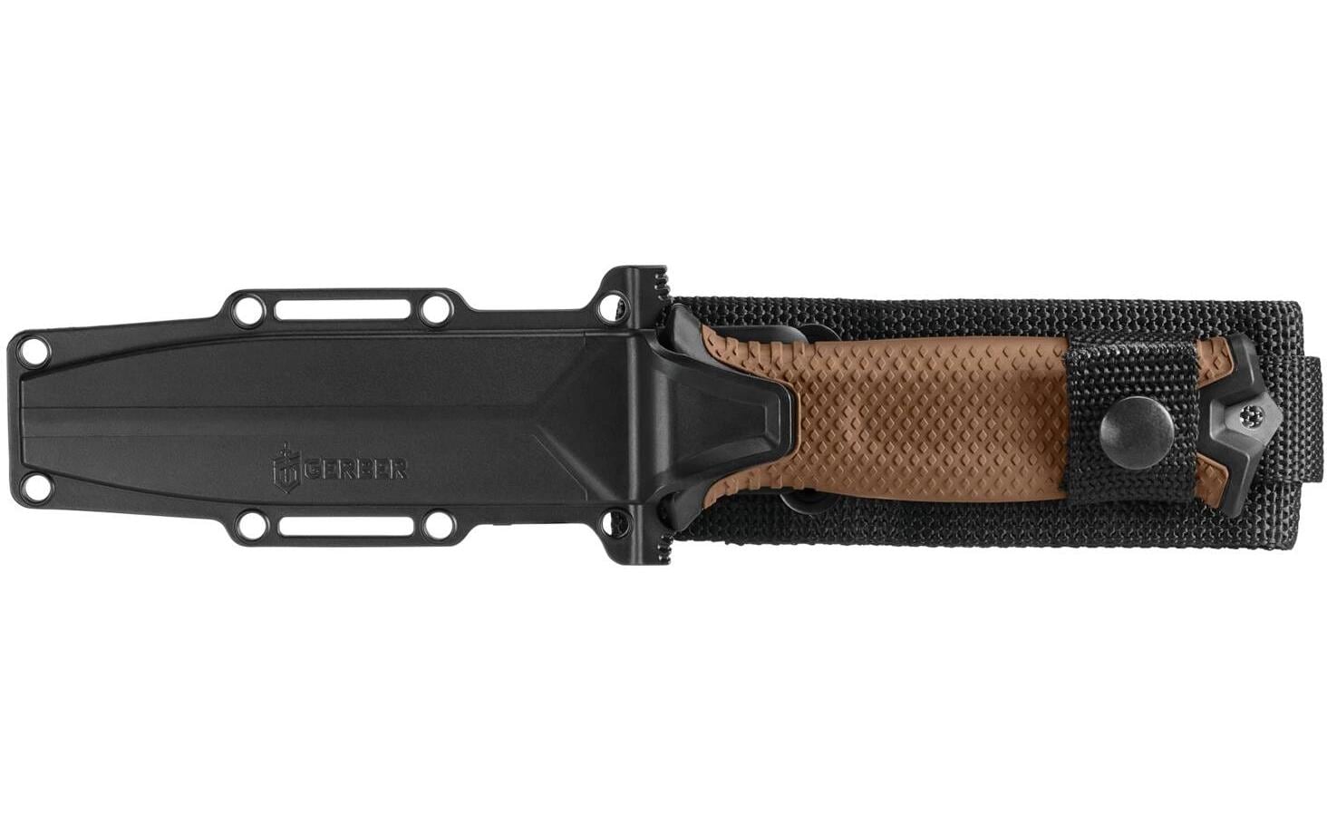 Gerber Strongarm Magnacut – Outdoormesser 122 mm, glasfaserverstärkter Nylongriff, mit Scheide, braun