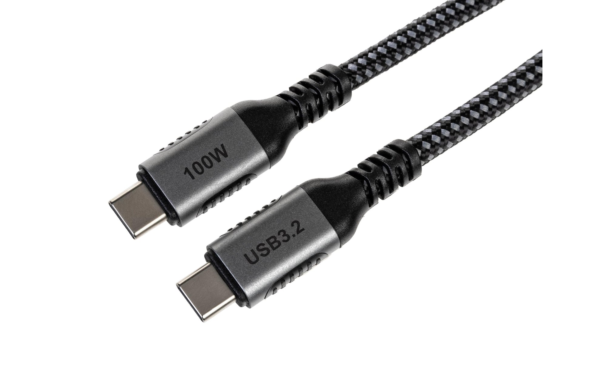 ONIT USB-C auf USB-C Kabel – USB 3.2 Gen 2 (10 Gbit/s) – 0,5 m – PD 100 W – Textilmantel – Schwarz/Grau