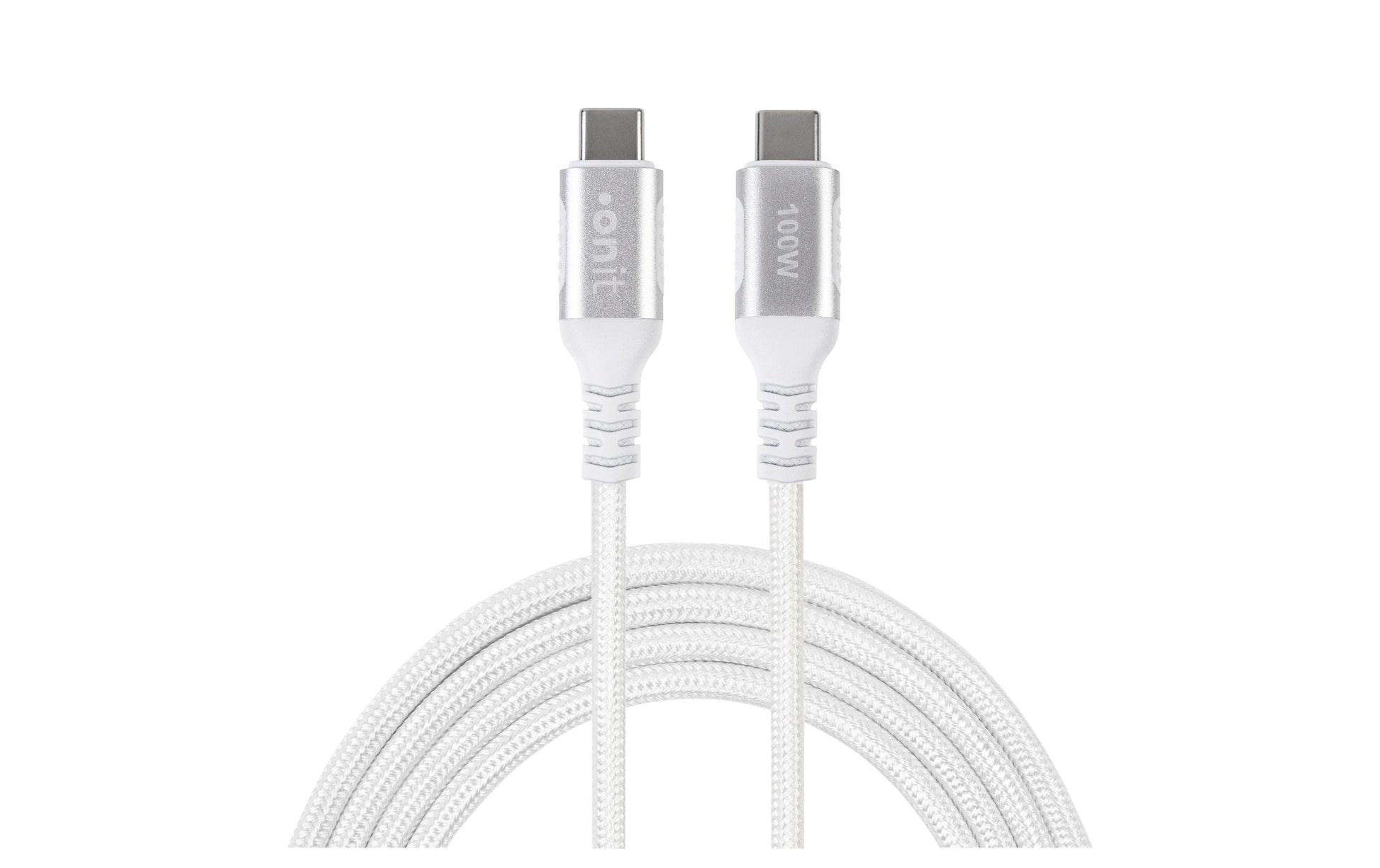 ONIT USB-C auf USB-C Kabel – USB 3.2 Gen 2 (10 Gbit/s) – 0,5 m – PD 100 W – Textilmantel – Weiss