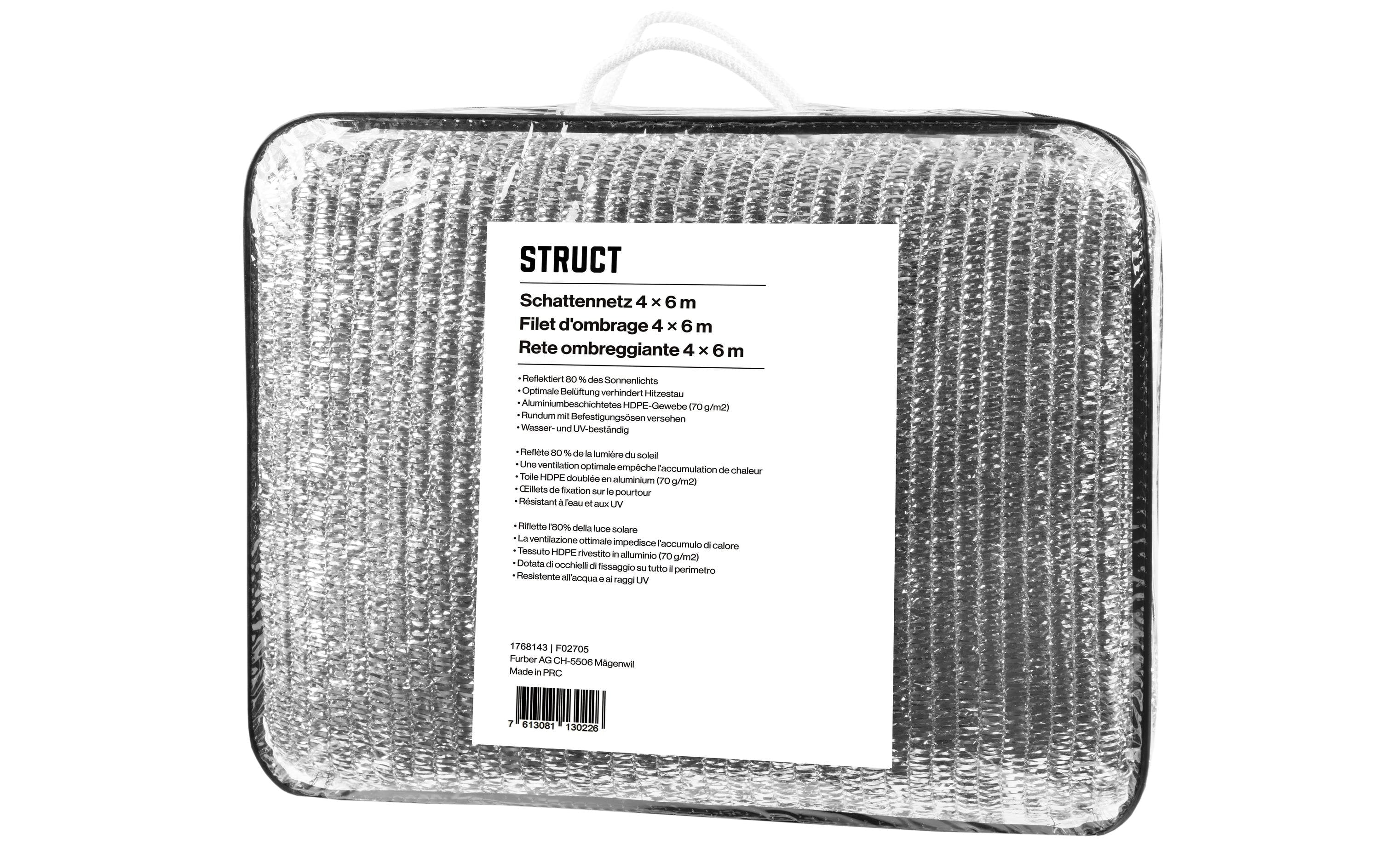 Struct Schattennetz 400 × 600 cm, Aluminium, Polyethylen (PE), Wasserresistent, Zusammenfaltbar