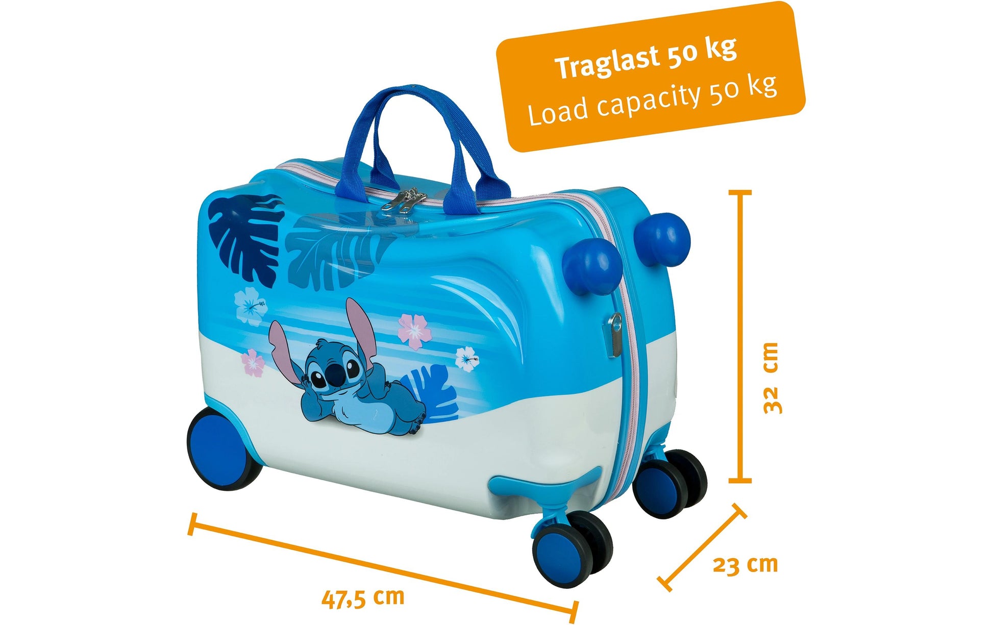Undercover Ride-on-Kindertrolley – 4 Rollen, Lilo & Stitch, 42 × 33 × 21 cm