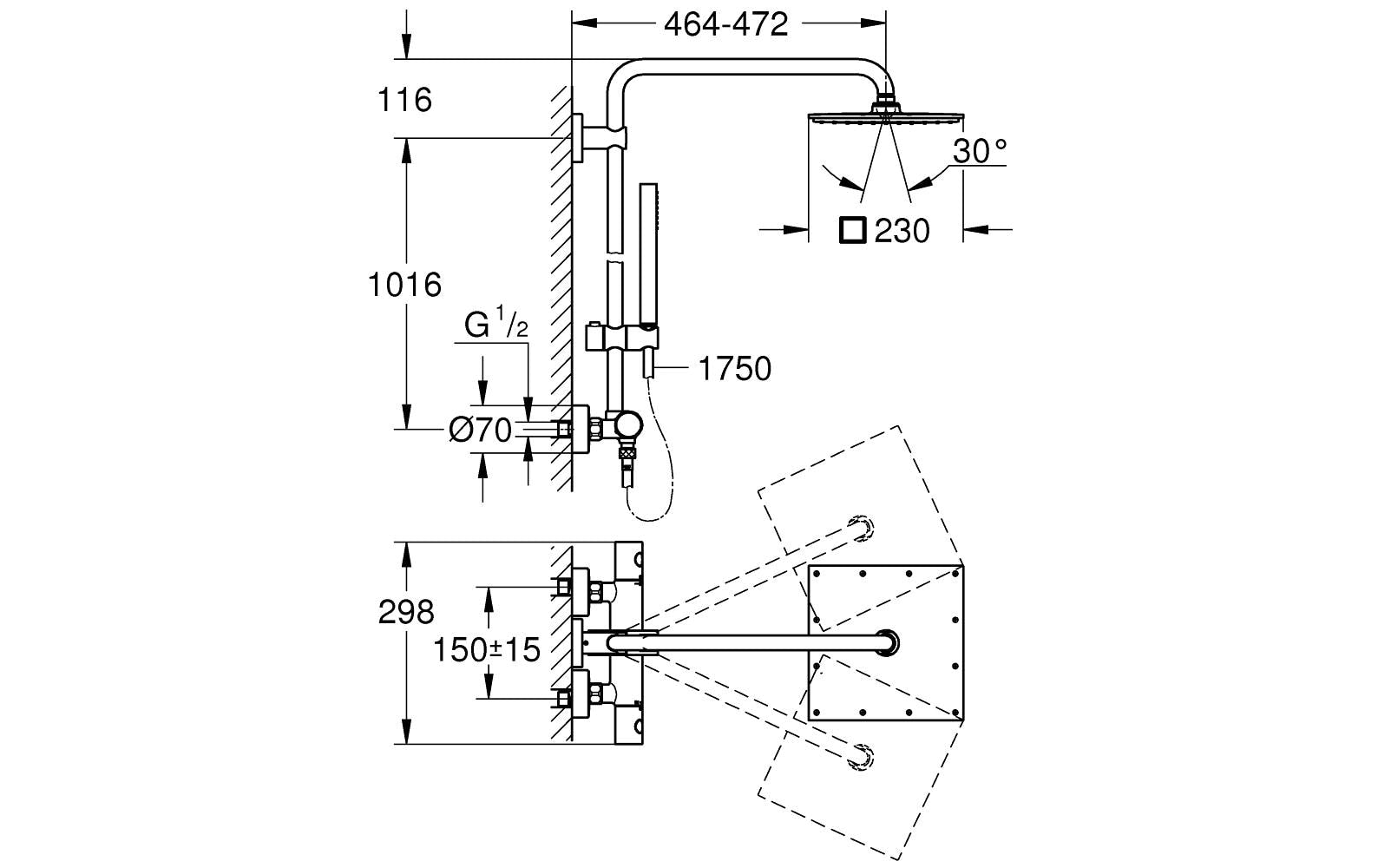 GROHE Badebatterie Smart Control – Einhebelmischer (Unterputz), Messing, Chrom