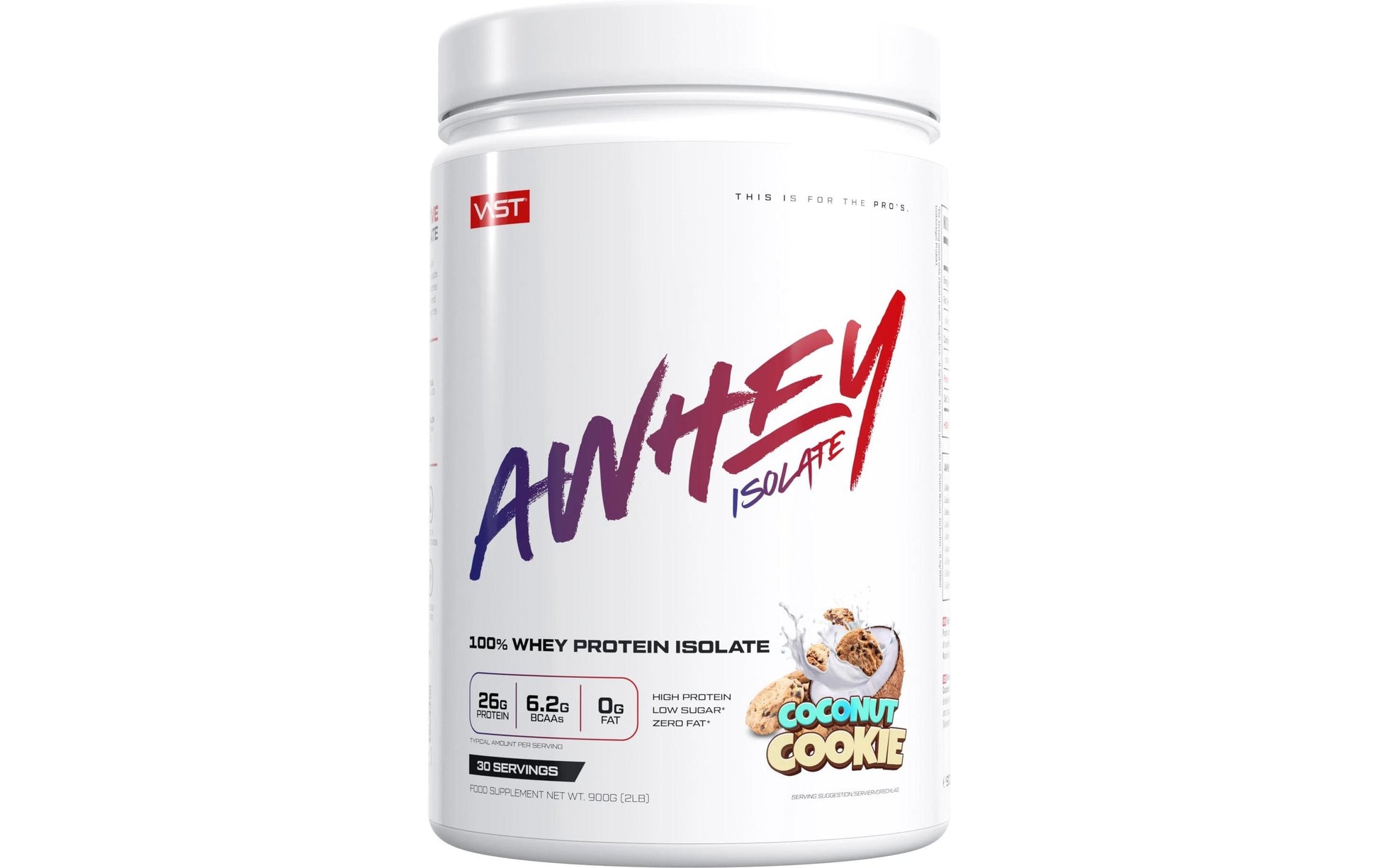 VAST Sports Whey Protein Isolat Pulver Kokosnuss Cookie – 900 g