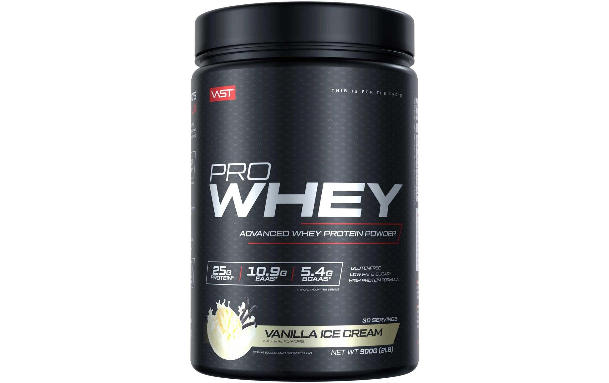 VAST Sports Whey Protein Pro Whey Vanille – glutenfrei – 900 g