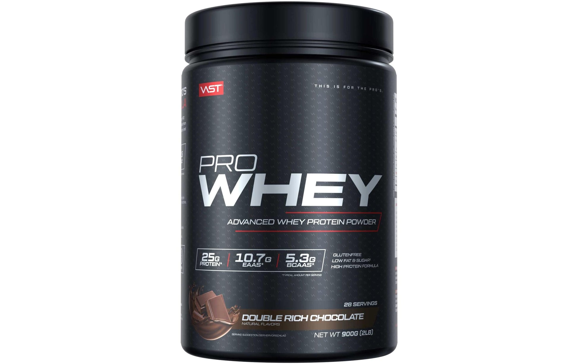 VAST Sports Whey Protein Pro Schokolade – glutenfrei – 900 g