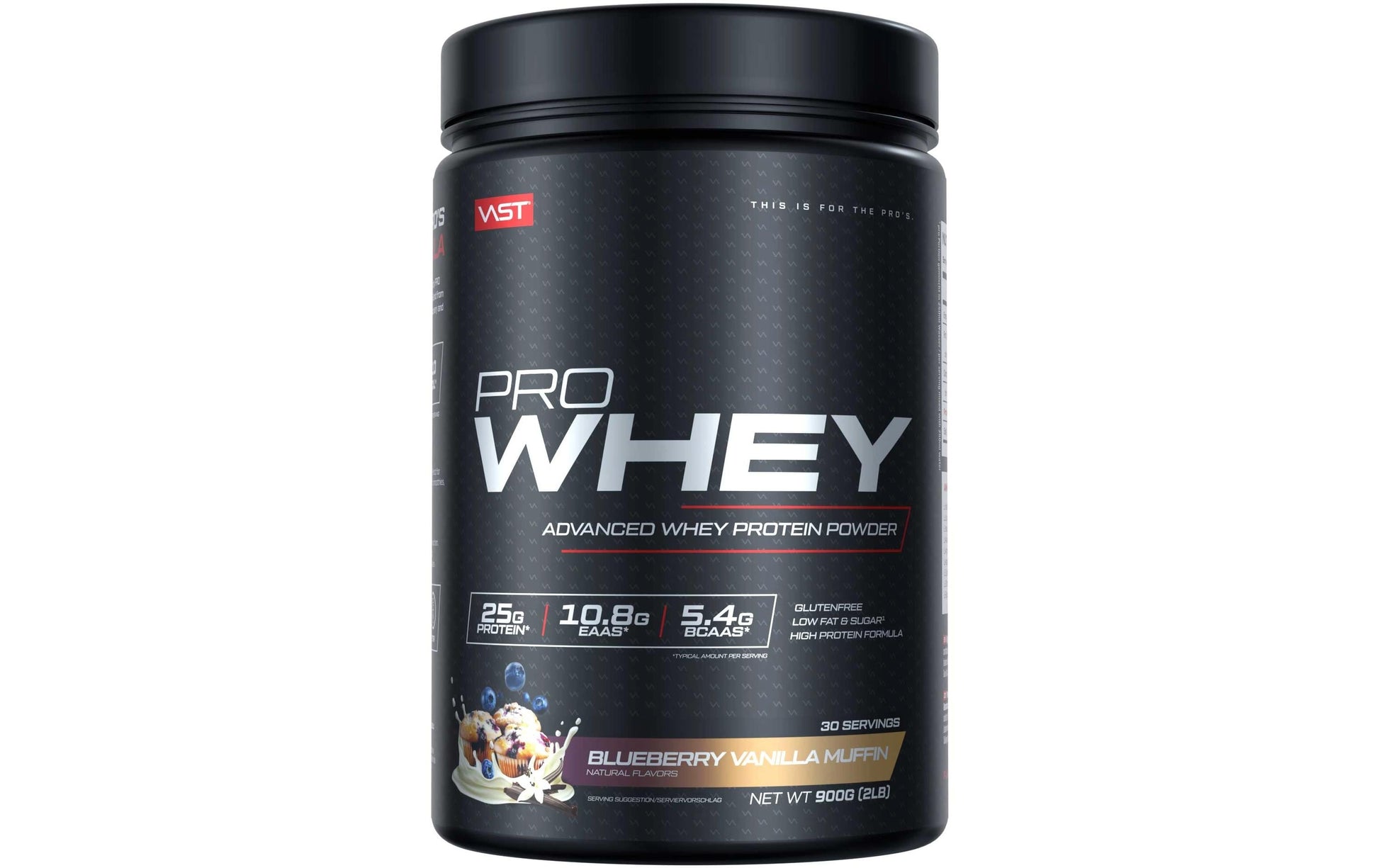 VAST Sports Whey Protein Heidelbeere & Vanille – glutenfrei – 900 g