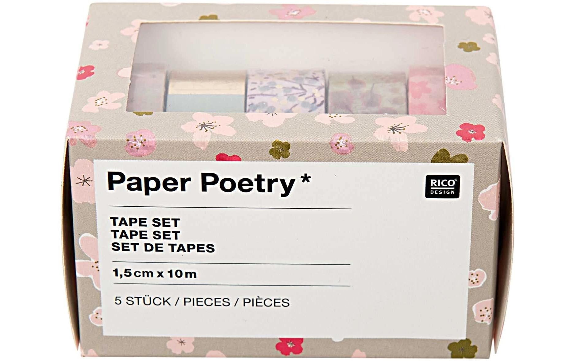 Rico design Bouquet Sauvage Washi Tape – 15 mm × 10 m, mehrfarbig, 5 Rollen