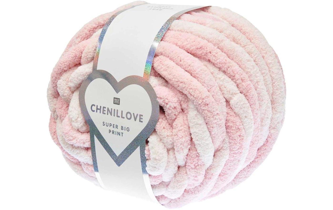 Rico Design Chenillove Super Big Print Wolle Rosa – 300 g, 36 m, Nadel 25 mm, 100% Polyester