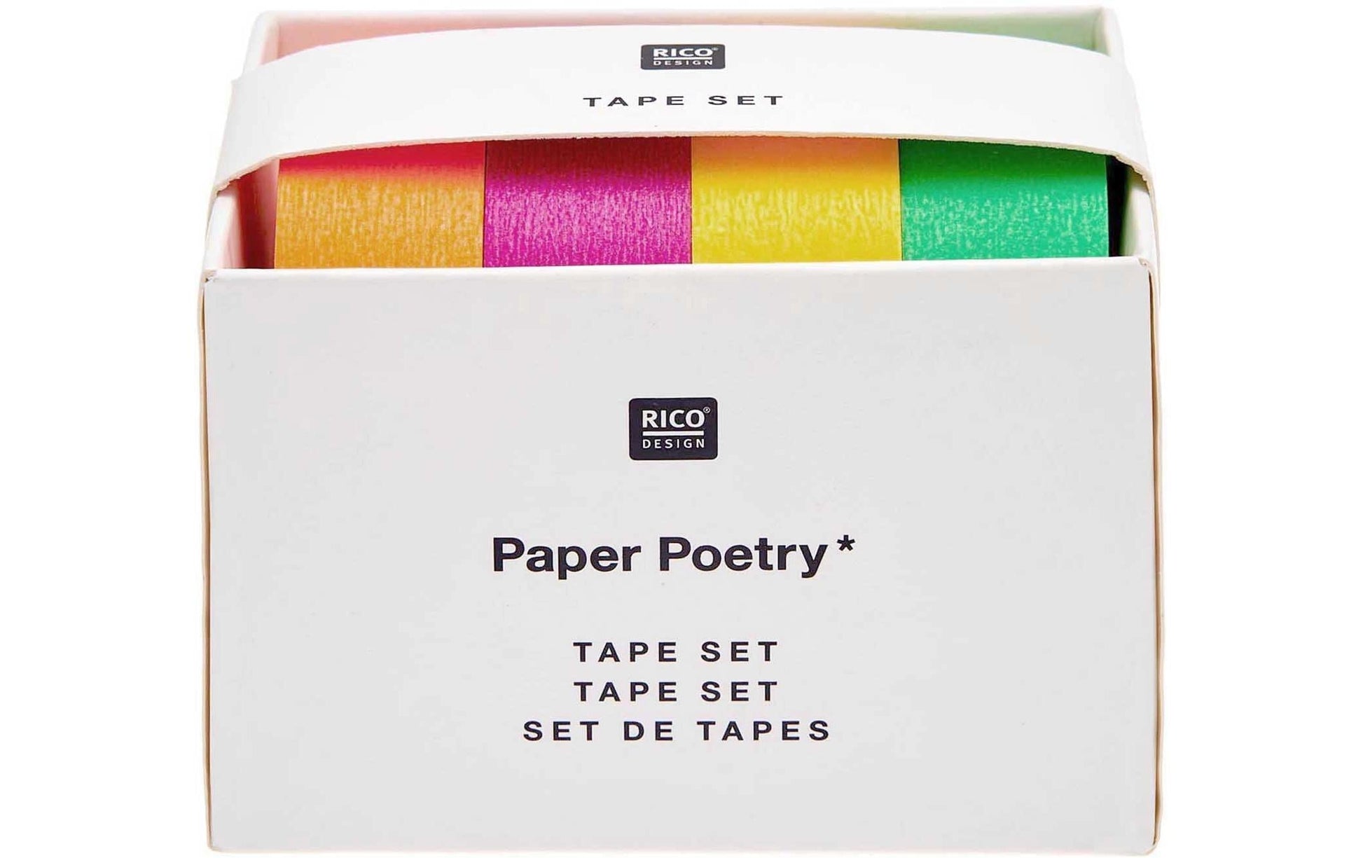 Rico Design Neon Washi Tape Set – 15 mm × 10 m, mehrfarbig, Papier, wiederablösbar, 4 Rollen