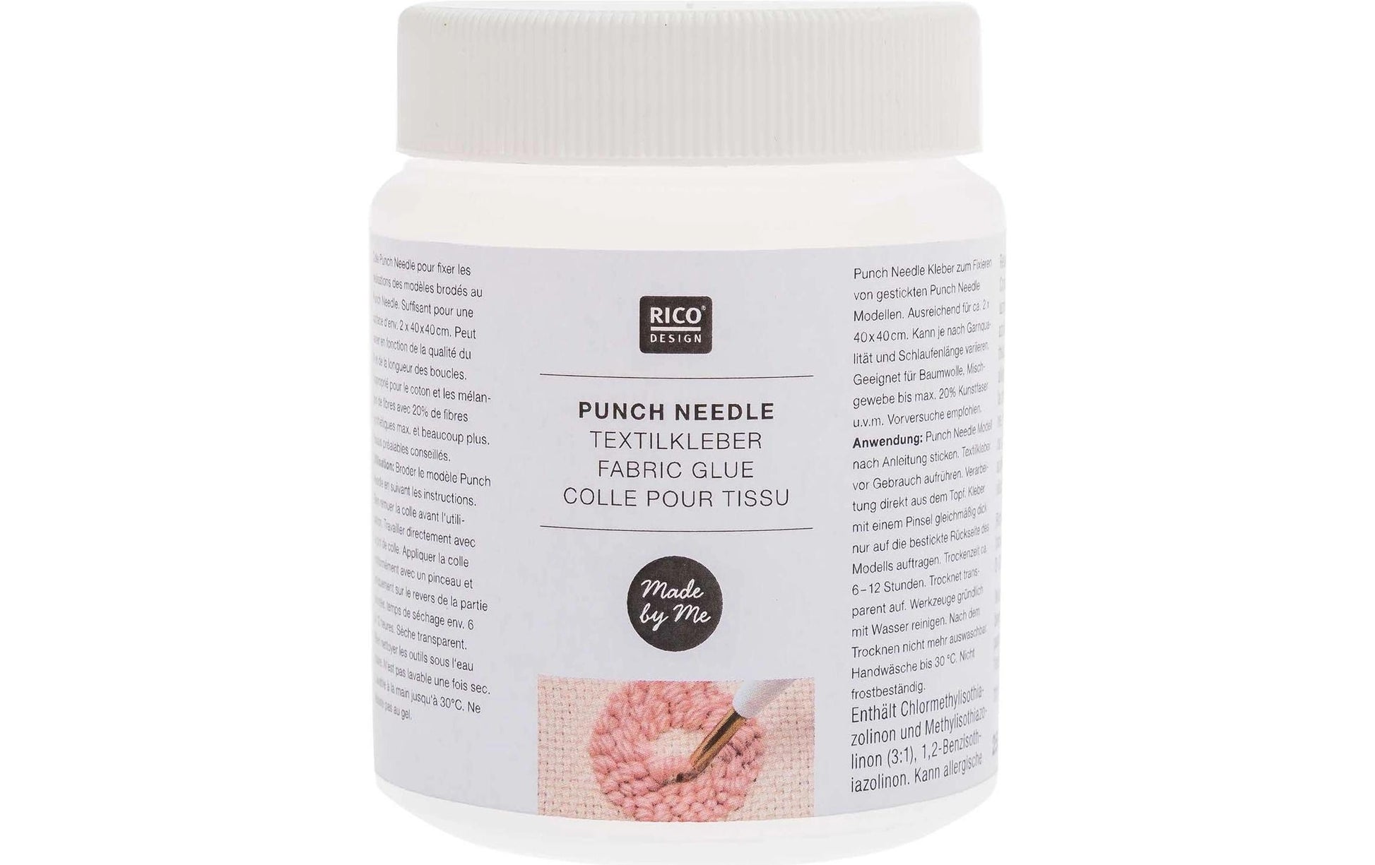 Rico Design Punch Needle Textilkleber – 250 g, transparent, für Stoff