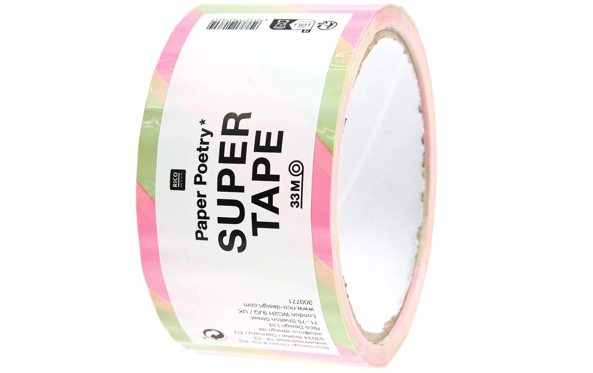 Rico Design Verpackungsklebeband, Papier, Grün, Pink, Muster – 50 mm × 32 m – 1 Stück