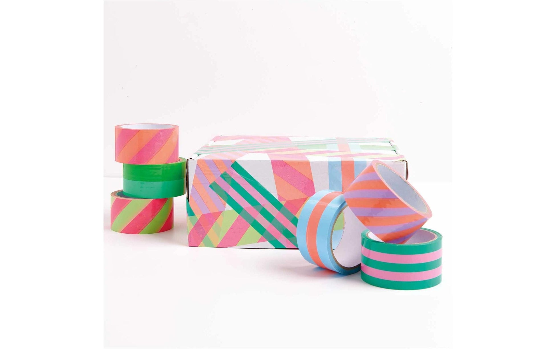 Rico Design Verpackungsklebeband, PVC, Rosa, Grün – 50 mm × 32 m – 1 Stück