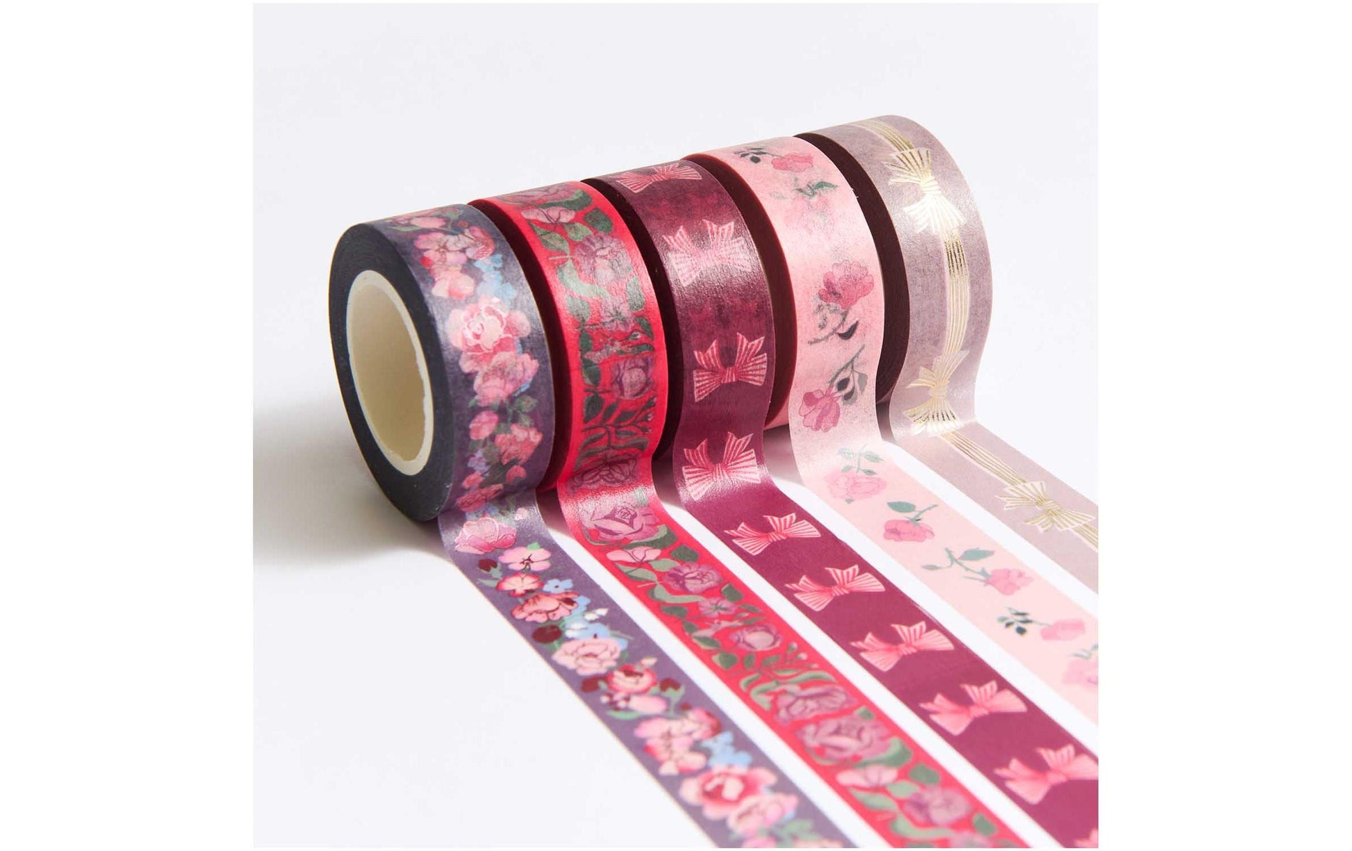 Rico Design La Vie En Ros Washi Tape – 15 mm × 10 m, mehrfarbig, Papier, wiederablösbar, 5 Rollen