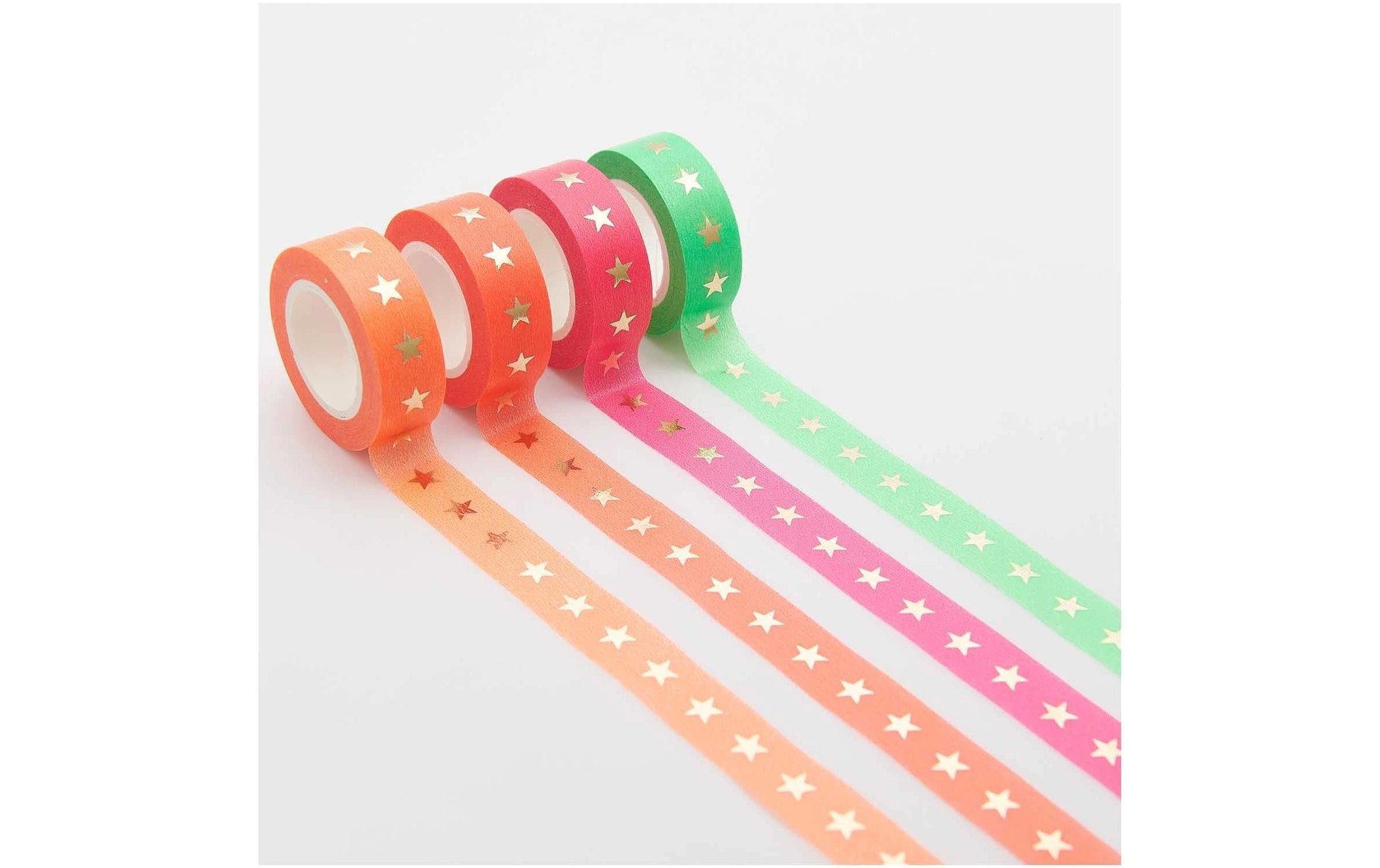 Rico Design Sterne Washi Tape Set – 15 mm × 10 m, mehrfarbig, Papier, wiederablösbar, 4 Rollen