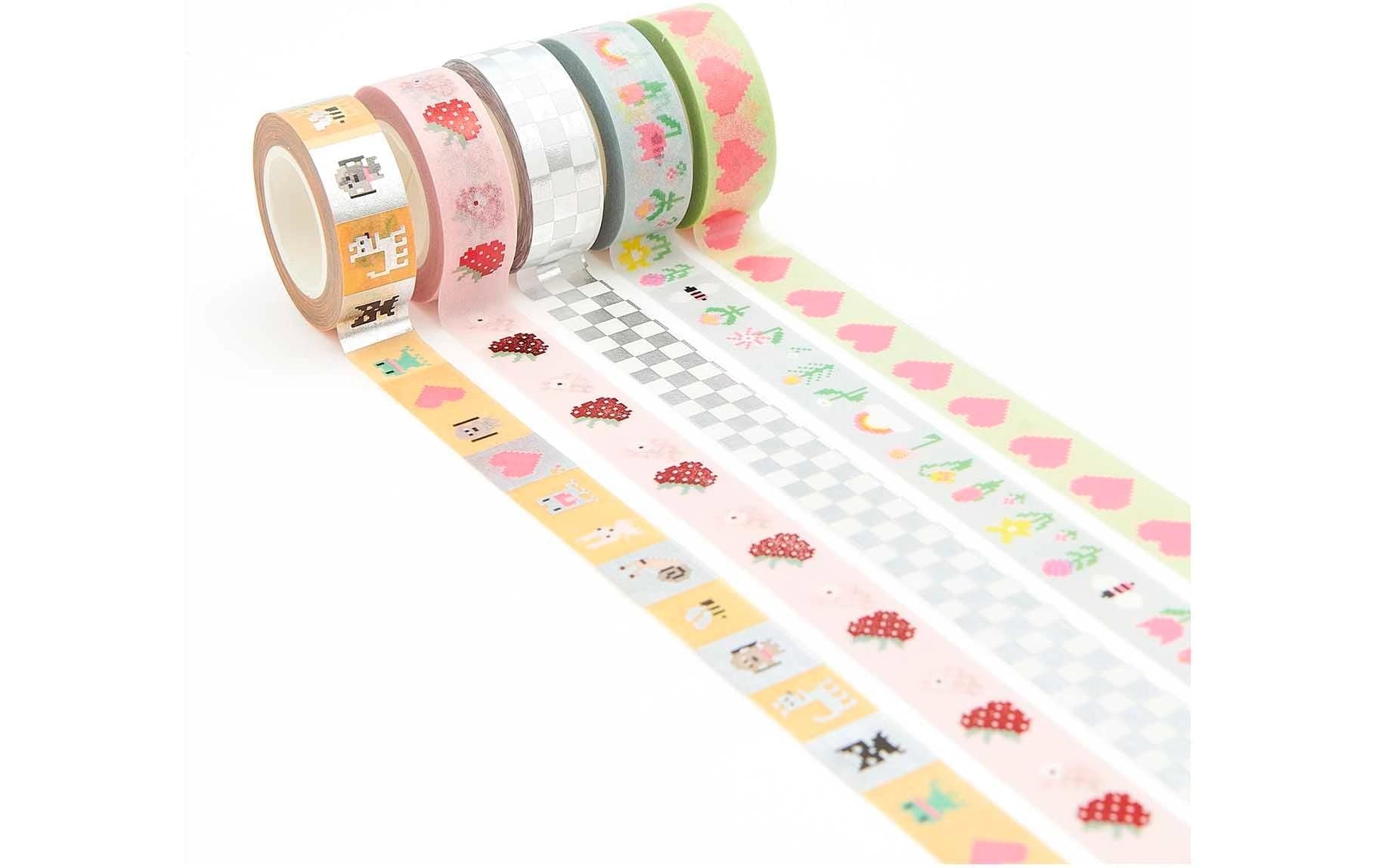 Rico Design Washi Tape – 15 mm × 10 m, mehrfarbig, Papier, wiederablösbar, 5 Rollen