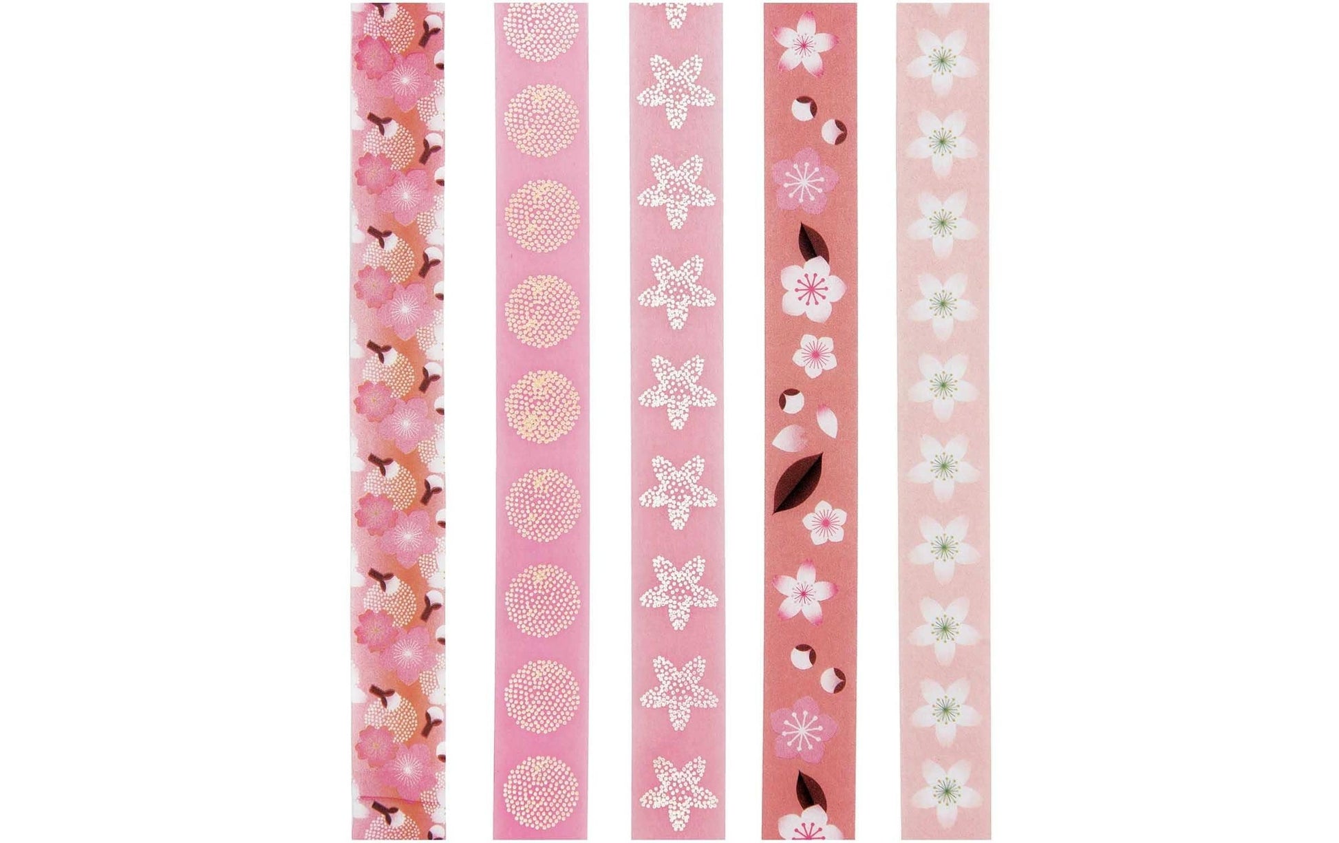 Rico Design Washi-Tape-Set – 15 mm × 10 m, rosa, gemustert, Papier – 5 Rollen