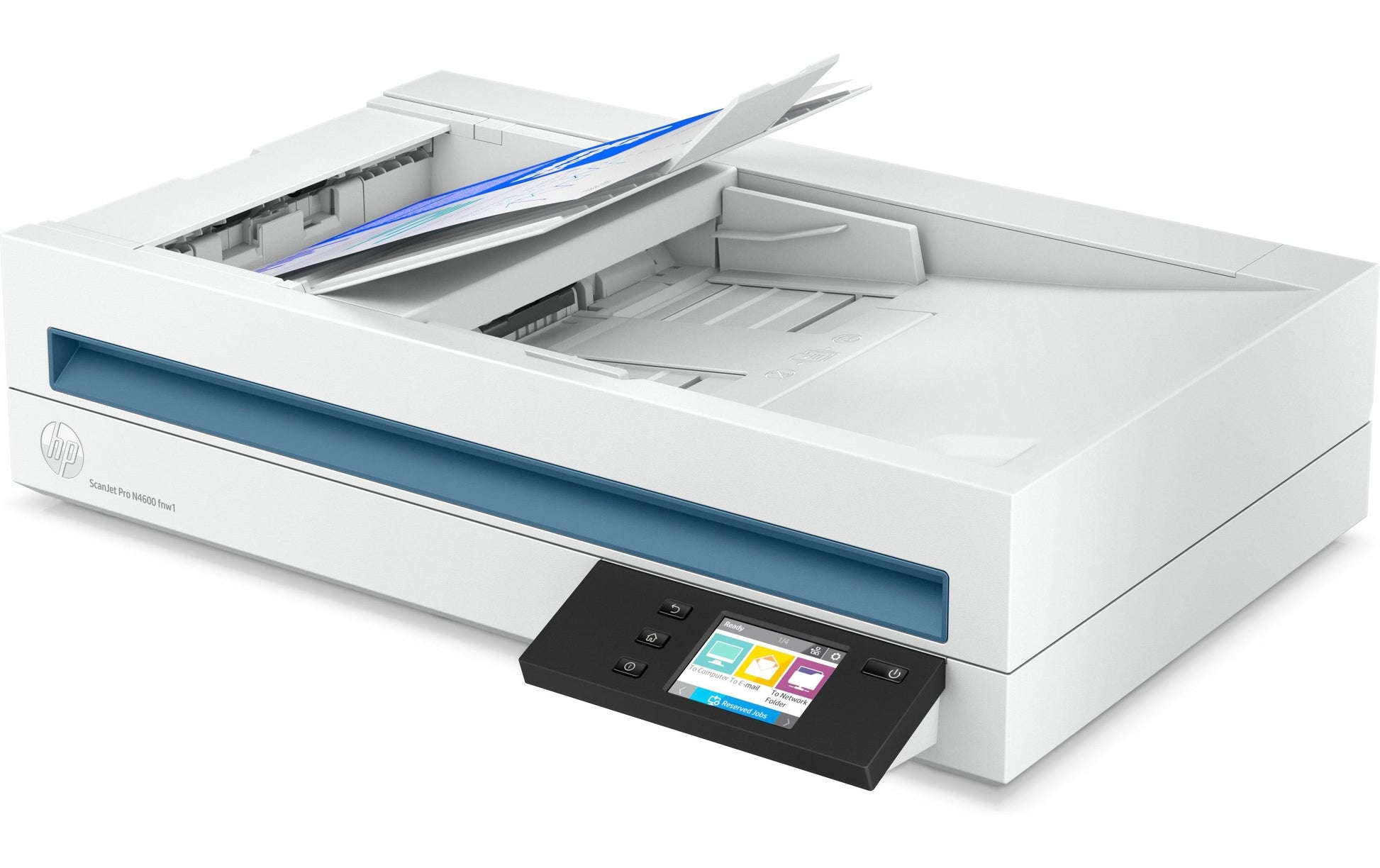 HP ScanJet Pro N4600 fnw1 – Flachbett + ADF, A4, Duplex, 40 Seiten/Min., ADF 100 Blatt, WLAN/LAN, 1'200 dpi