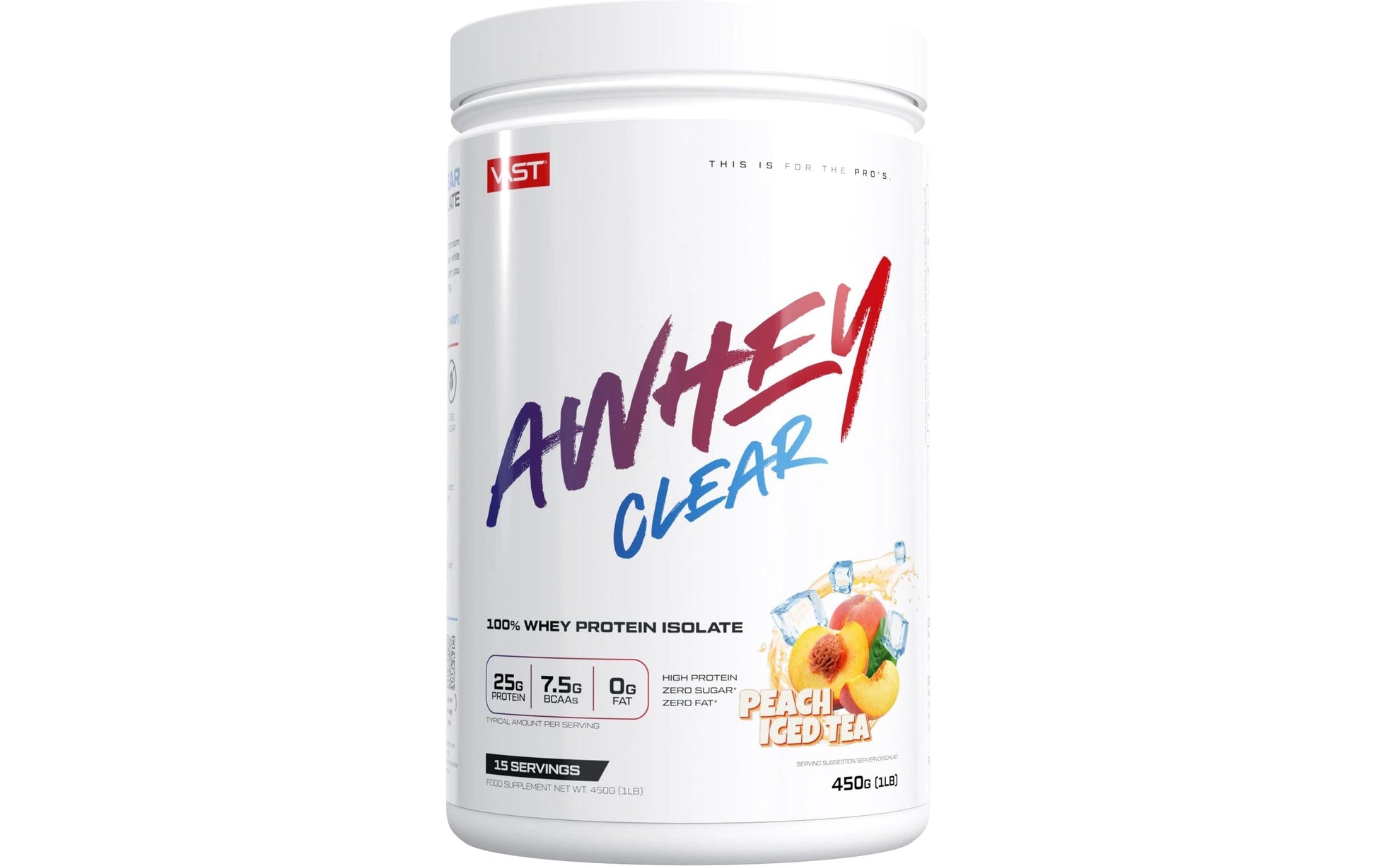 VAST Sports Whey Protein Pfirsich Ice Tea – glutenfrei, laktosefrei – 450 g