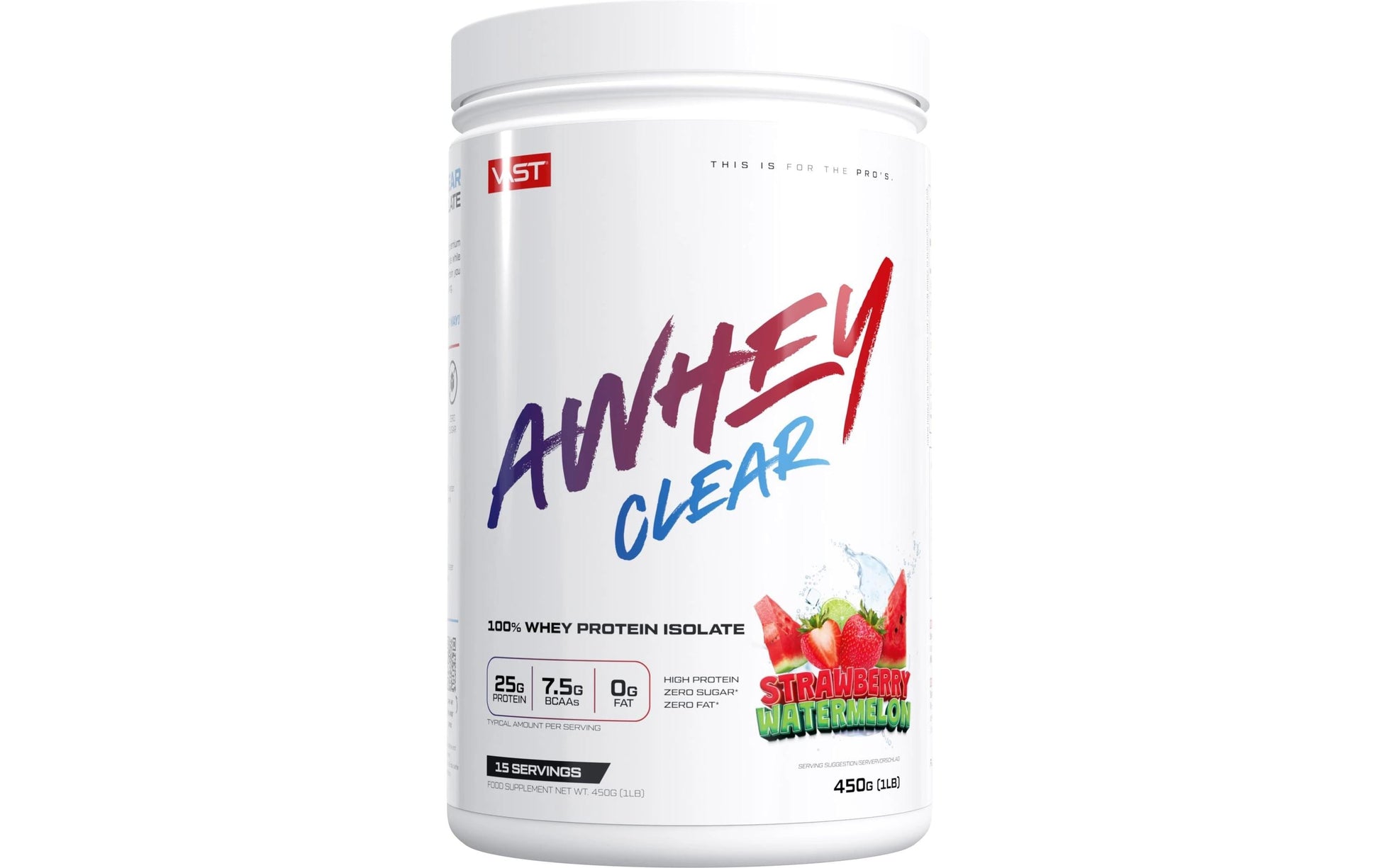 VAST Sports Whey Protein AWHEY Clear Erdbeere – glutenfrei, laktosefrei – 450 g