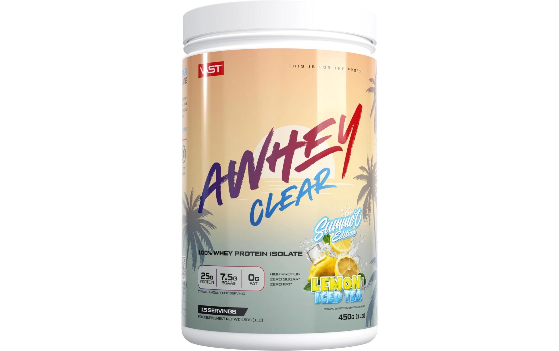 VAST Sports Whey Protein AWHEY Clear Zitrone (Ice Tea) – glutenfrei, laktosefrei – 450 g