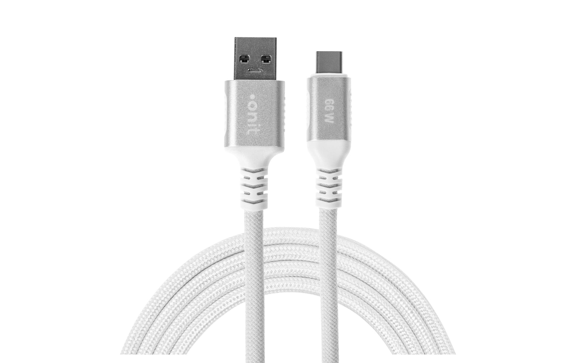 ONIT USB-A auf USB-C Kabel – USB 3.2 Gen 2 (10 Gbit/s) – 1 m – PD 66 W – Textilmantel – Weiss