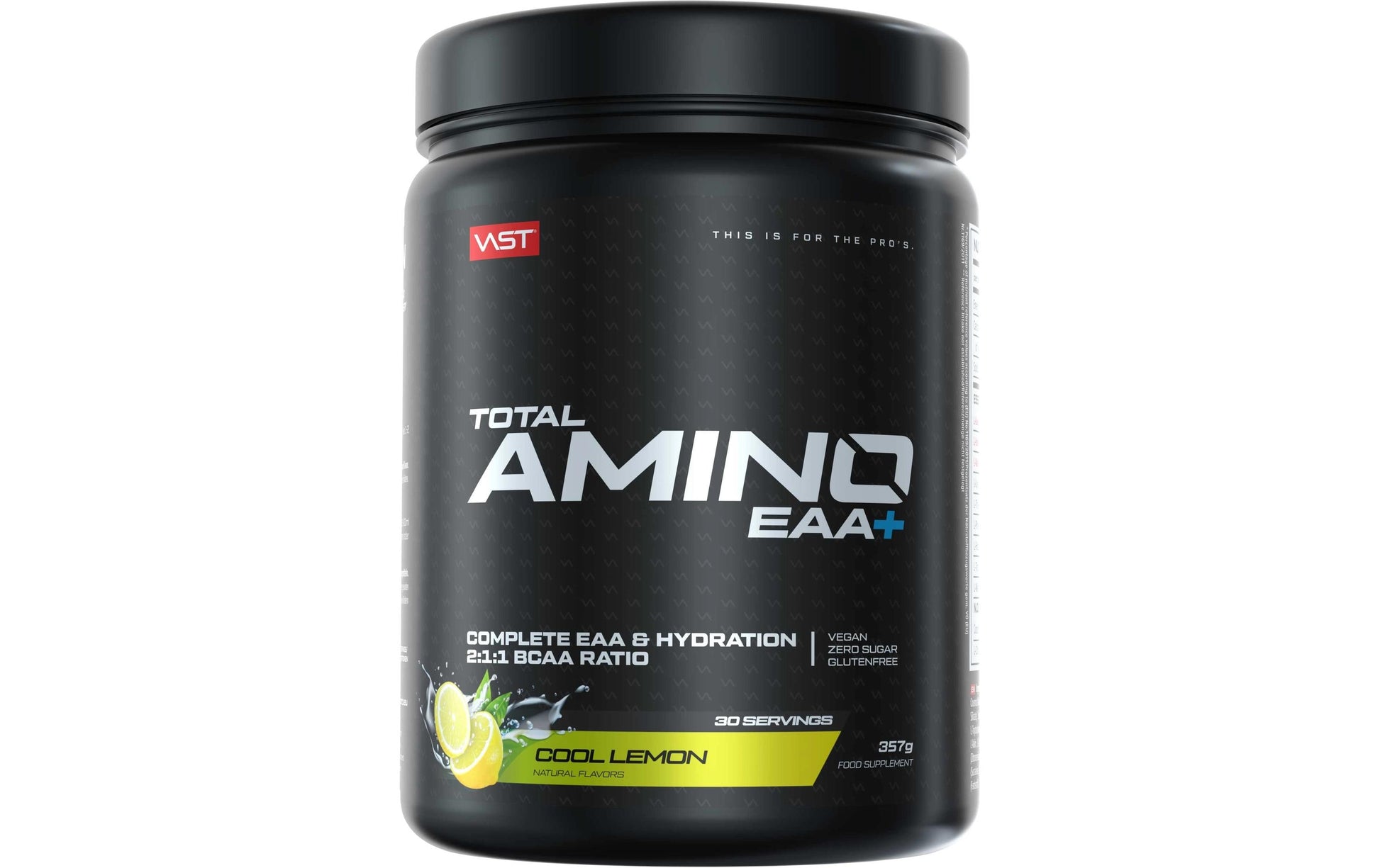 VAST Sports Aminosäure-Pulver Total Amino EAA+ Pulver Zitrone – glutenfrei, vegan – 381 g