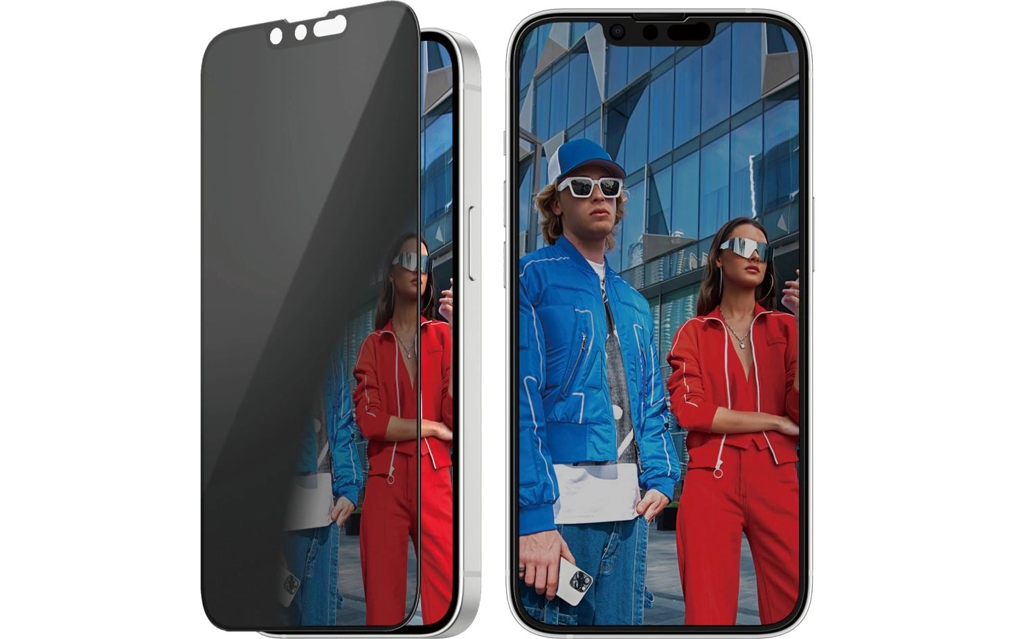 PanzerGlass Privacy-Filter (Panzerglas), Ultra-Weit Passform – für iPhone 13/13 Pro/14 und andere – mit Applikator