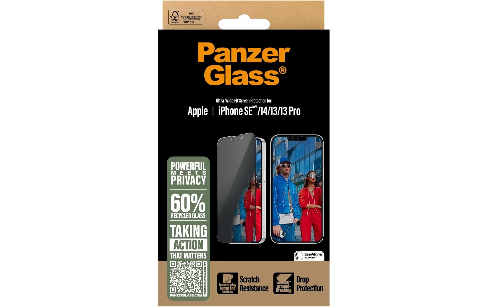 PanzerGlass Privacy-Filter (Panzerglas), Ultra-Weit Passform – für iPhone 13/13 Pro/14 und andere – mit Applikator