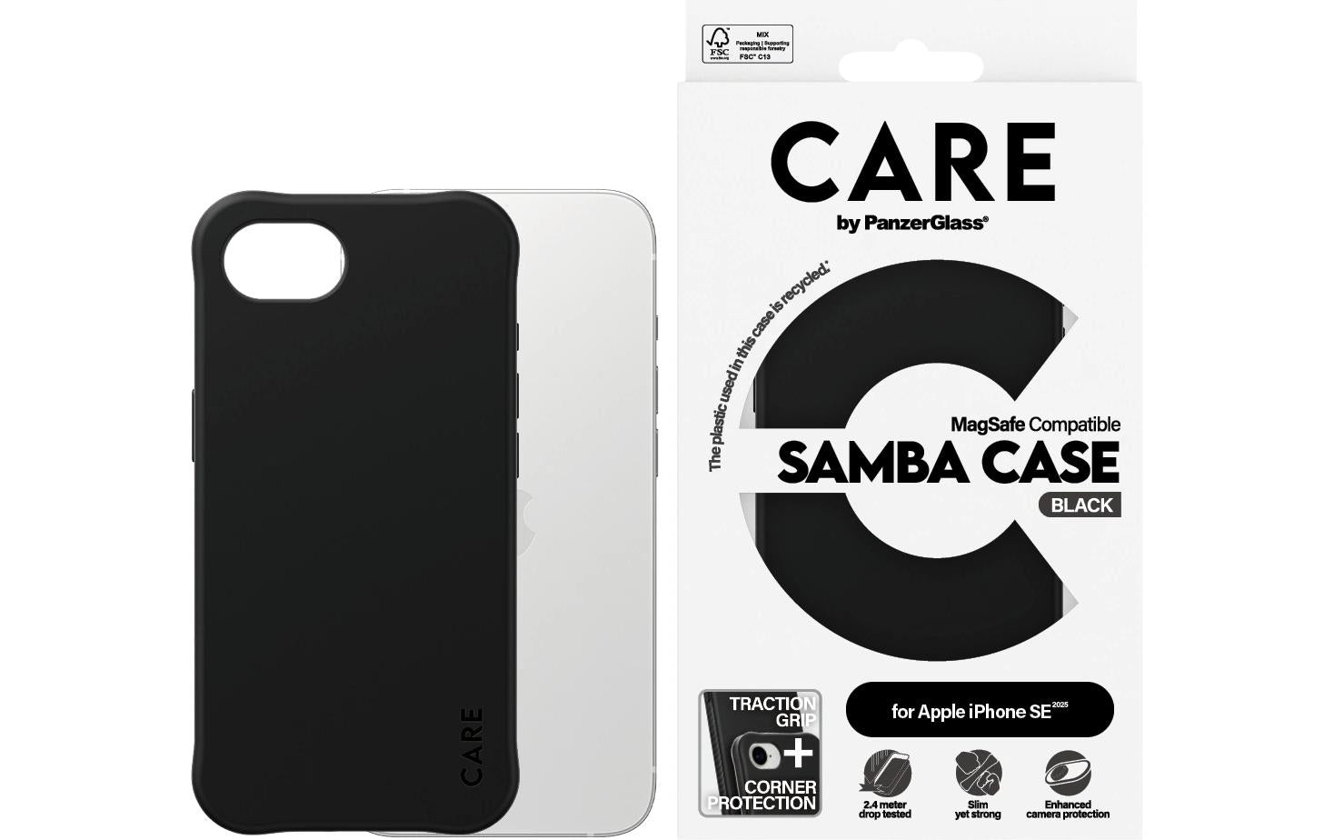 PanzerGlass Backcover Fashion Case Samba – für Apple iPhone 16e – schwarz – TPU