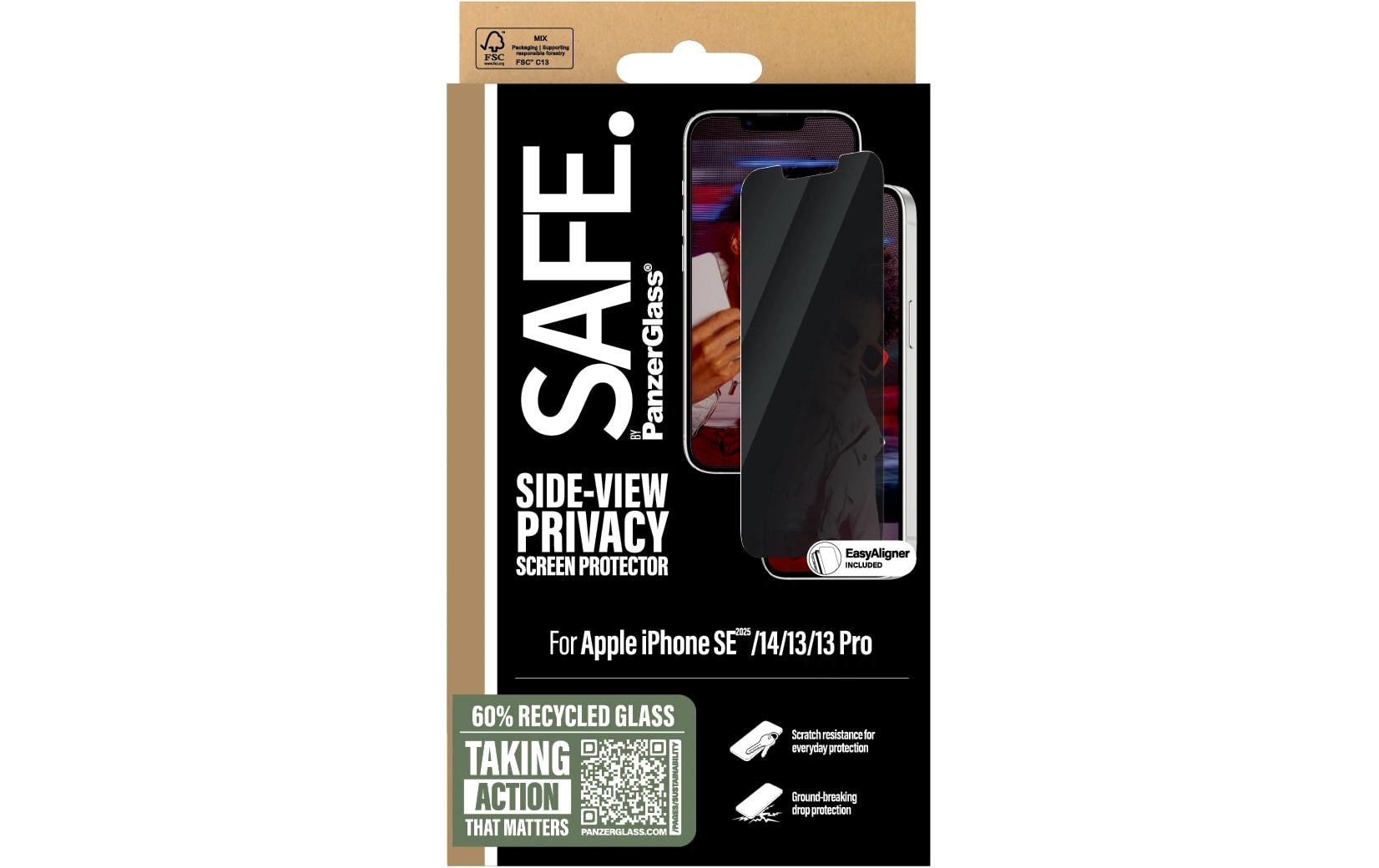 PanzerGlass SAFE. – Privacy-Filter (Panzerglas), Ultra-Wide Fit – für iPhone 13/13 Pro/14 und andere – mit Applikator
