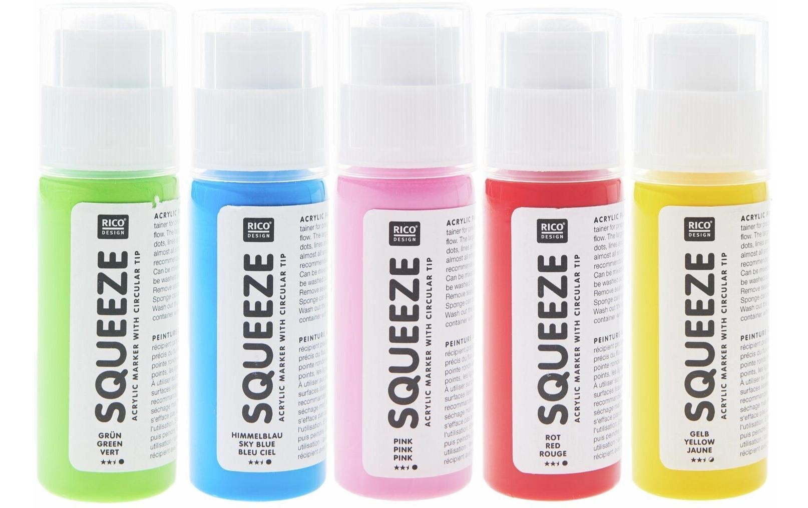 Rico Design Acrylfarbe – Set – 5 Farben, 5 × 60 ml
