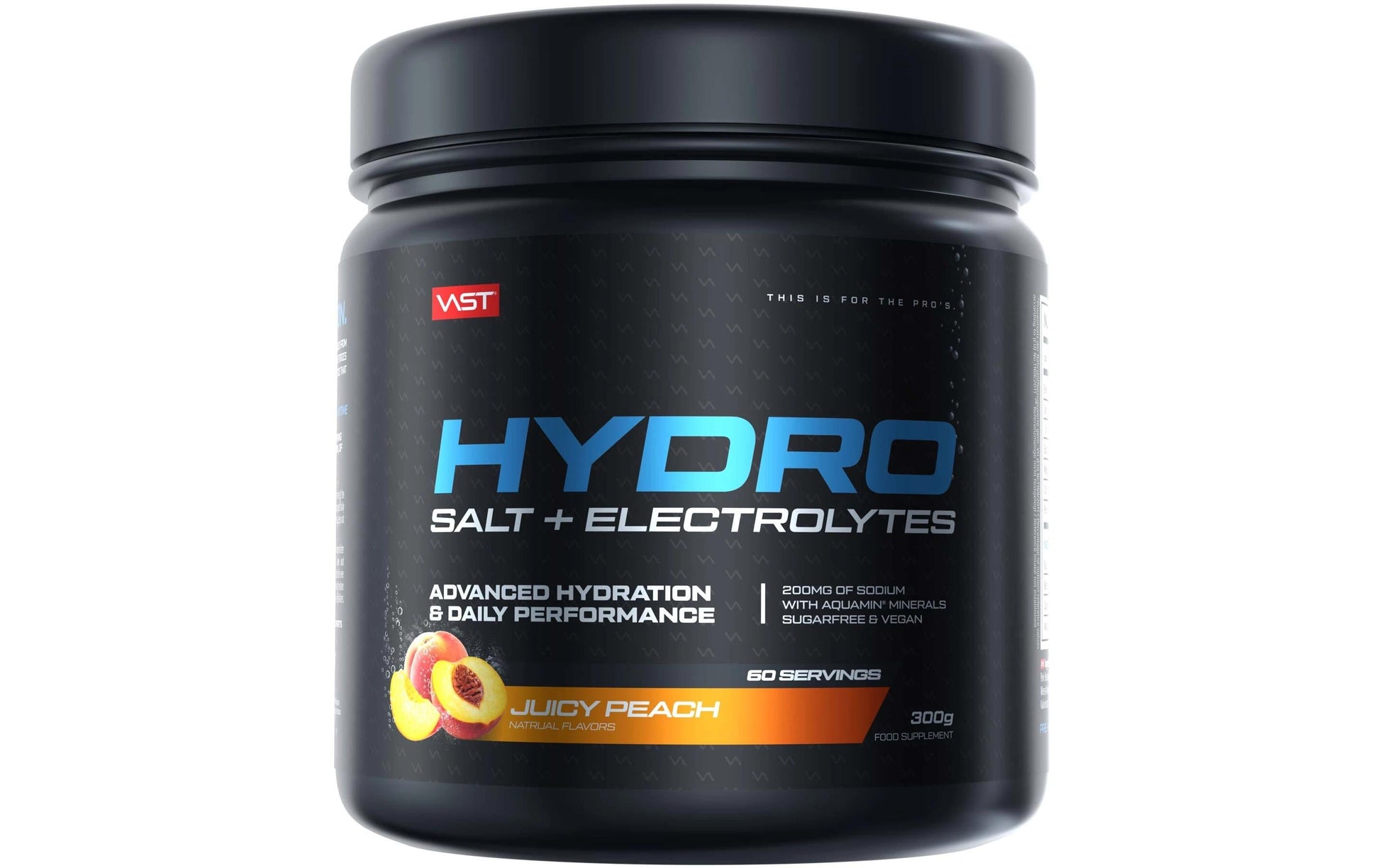 VAST Sports Energie-Drink-Pulver Hydro Pfirsich – vegan, ohne Zuckerzusatz – 300 g