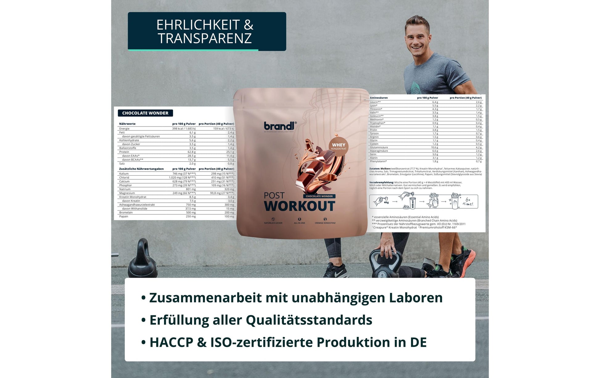 Brandl-nutrition Brandl Pure Protein 2.0 Whey – Schokolade, glutenfrei – 1 kg
