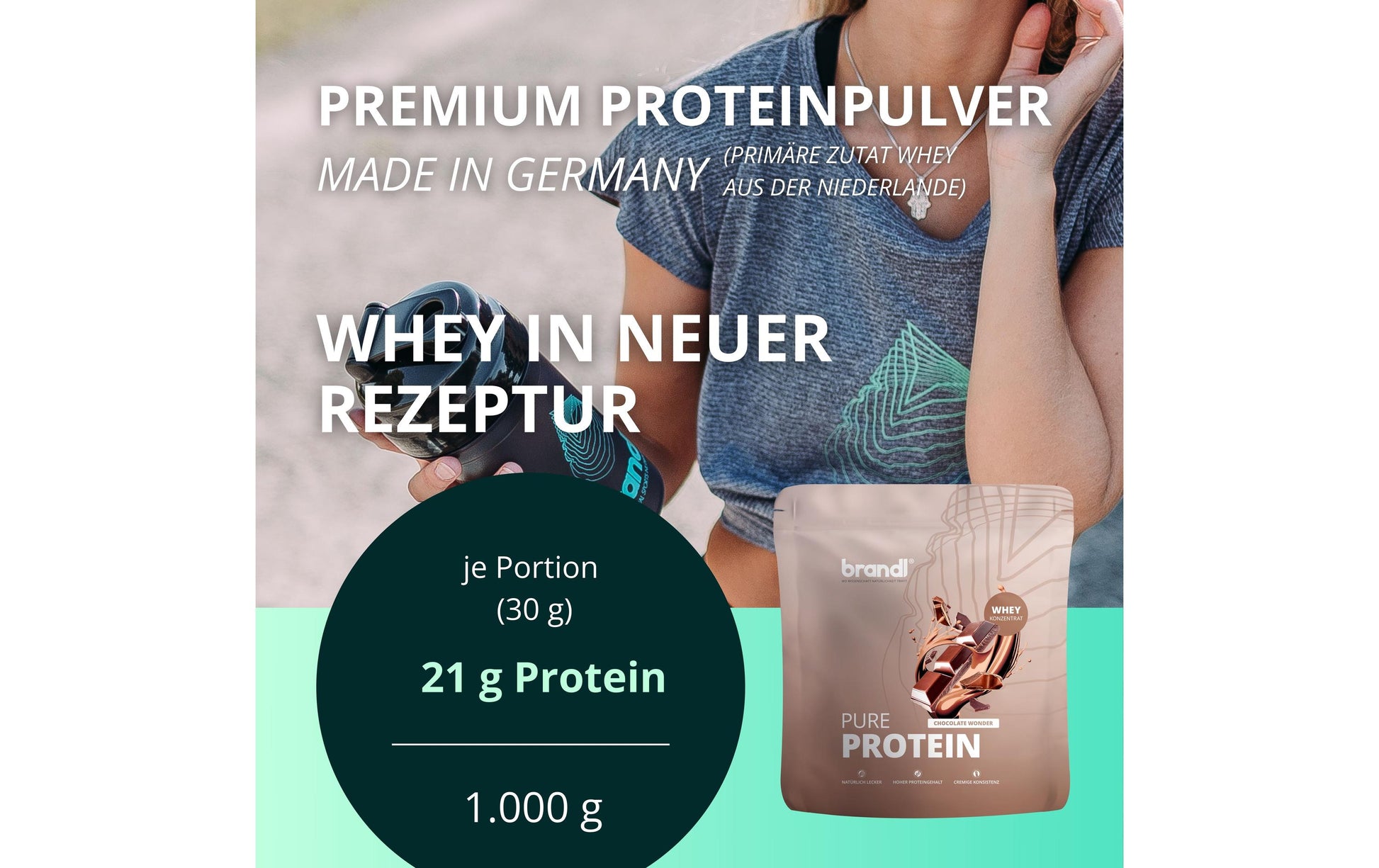 Brandl-nutrition Brandl Pure Protein 2.0 Whey – Schokolade, glutenfrei – 1 kg