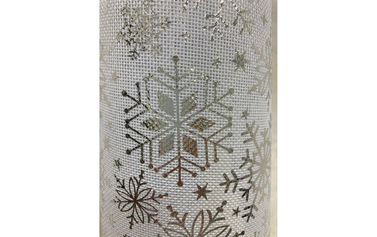 Dameco Schneeflocken-Dekostoff – 36 × 300 cm – Polyester, weiss