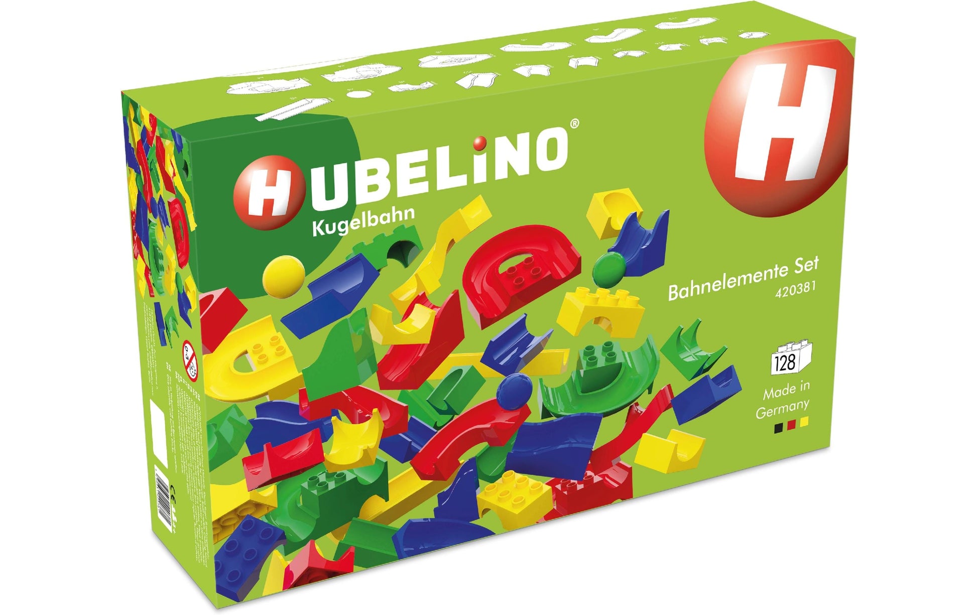 Hubelino Kugelbahn – 128-teilig – 43,5 × 11,0 × 28,5 cm – ab 4 J. – ABS-Kunststoff – mehrfarbig