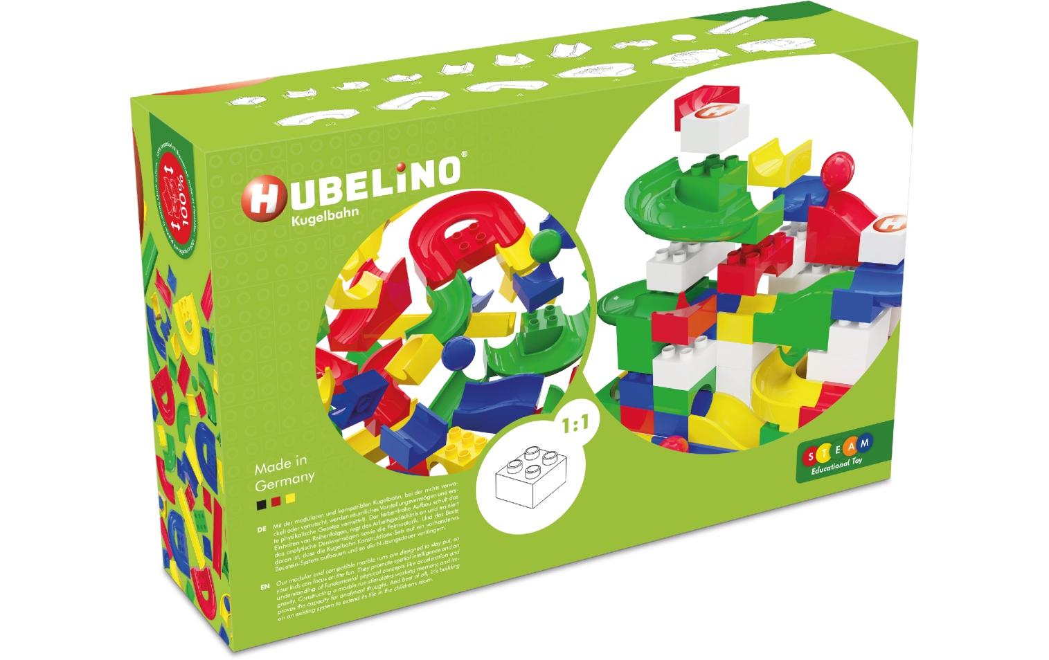 Hubelino Kugelbahn – 128-teilig – 43,5 × 11,0 × 28,5 cm – ab 4 J. – ABS-Kunststoff – mehrfarbig