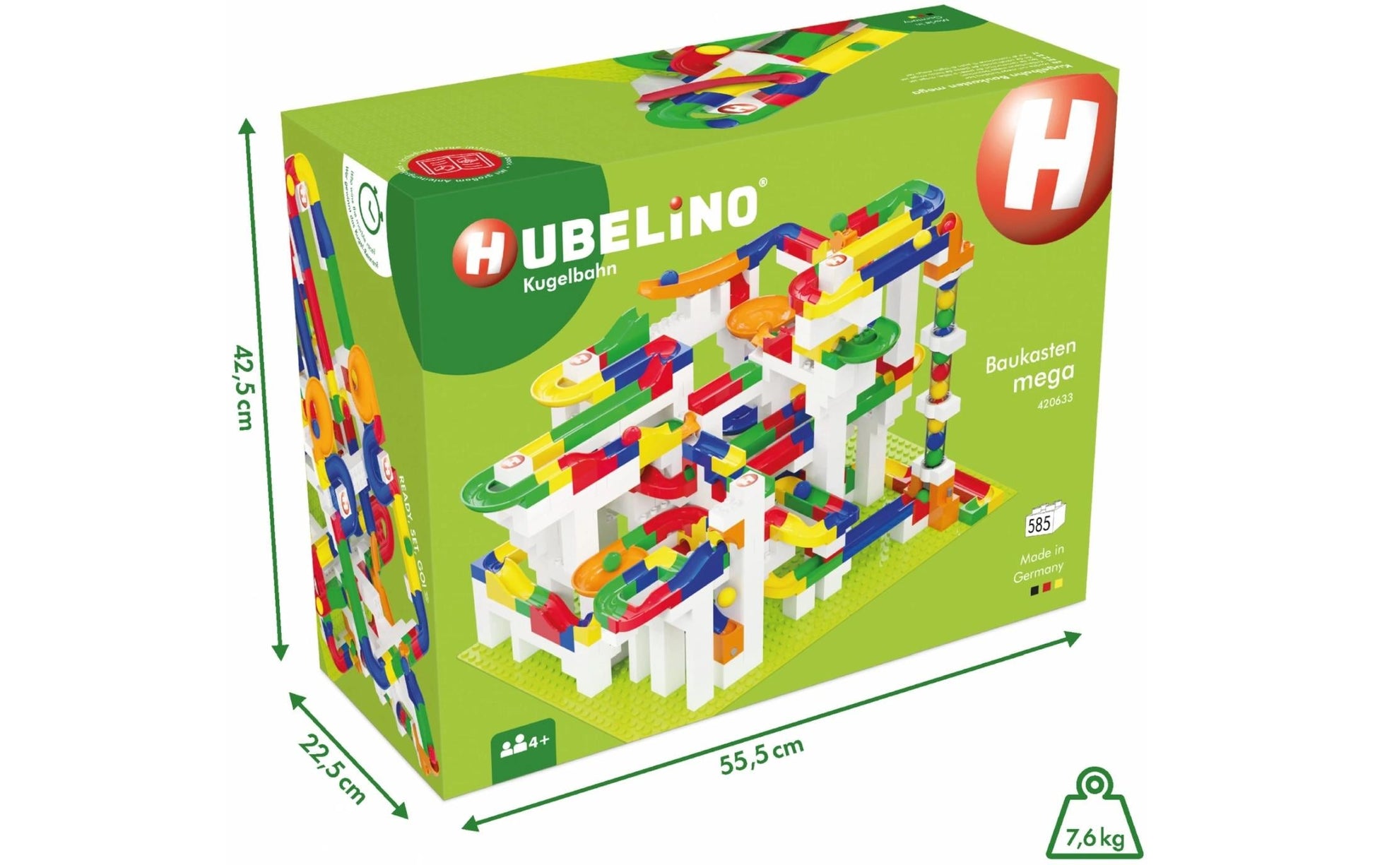 Hubelino Baukasten Mega Kugelbahn – 585-teilig – ab 2 Jahren – Kunststoff